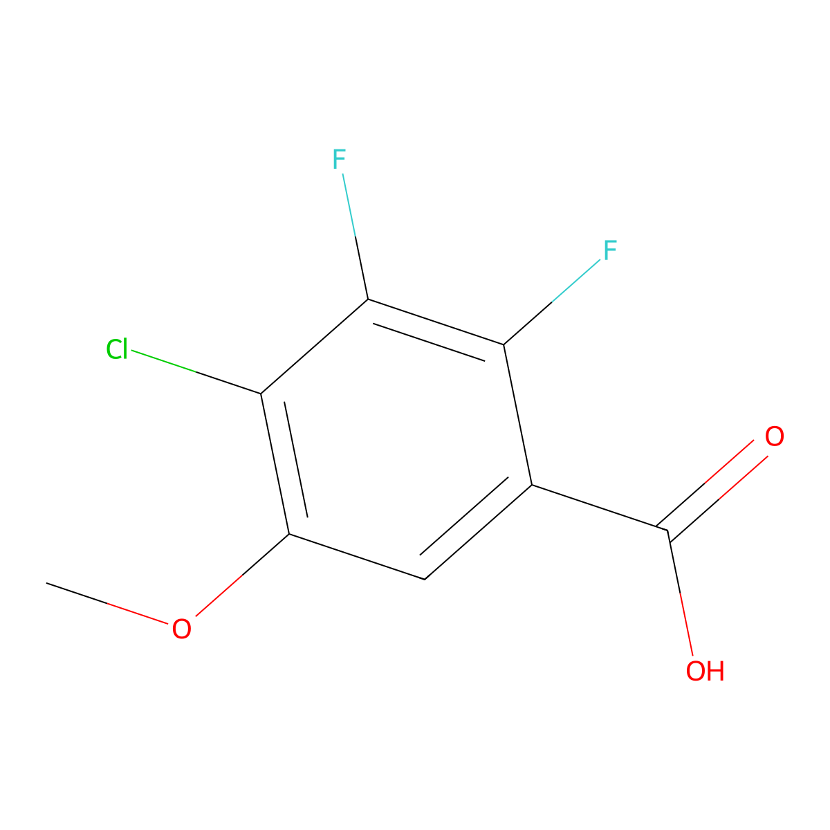 4-Chloro-2,3-difluoro-5-methoxybenzoic acid molecular structure, CAS 1879026-31-9