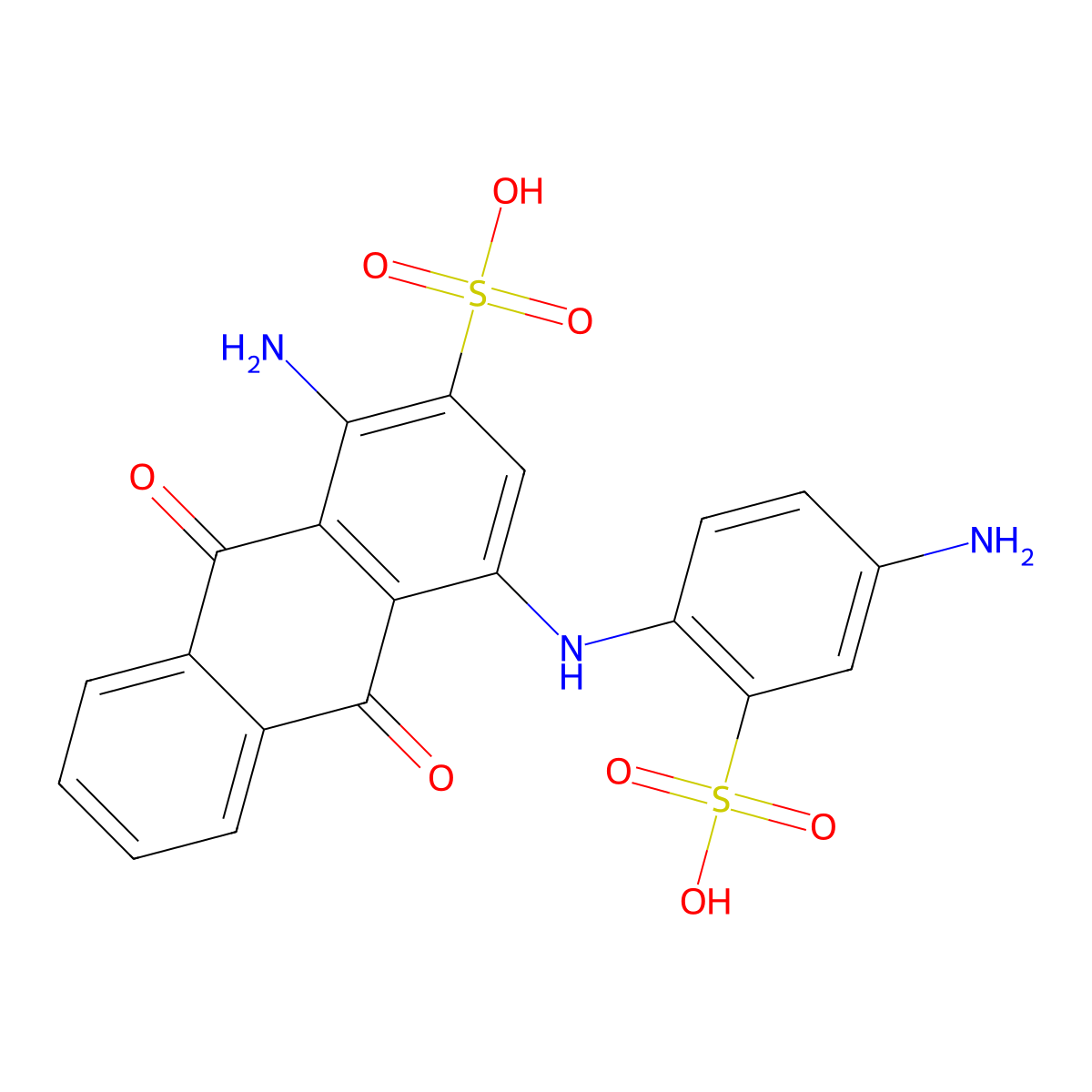 1-Amino-4-(4-amino-2-sulphoanilino)-9,10-dihydro-9,10-dioxoanthracene-2-sulphonic acid molecular structure, CAS 18791-01-0