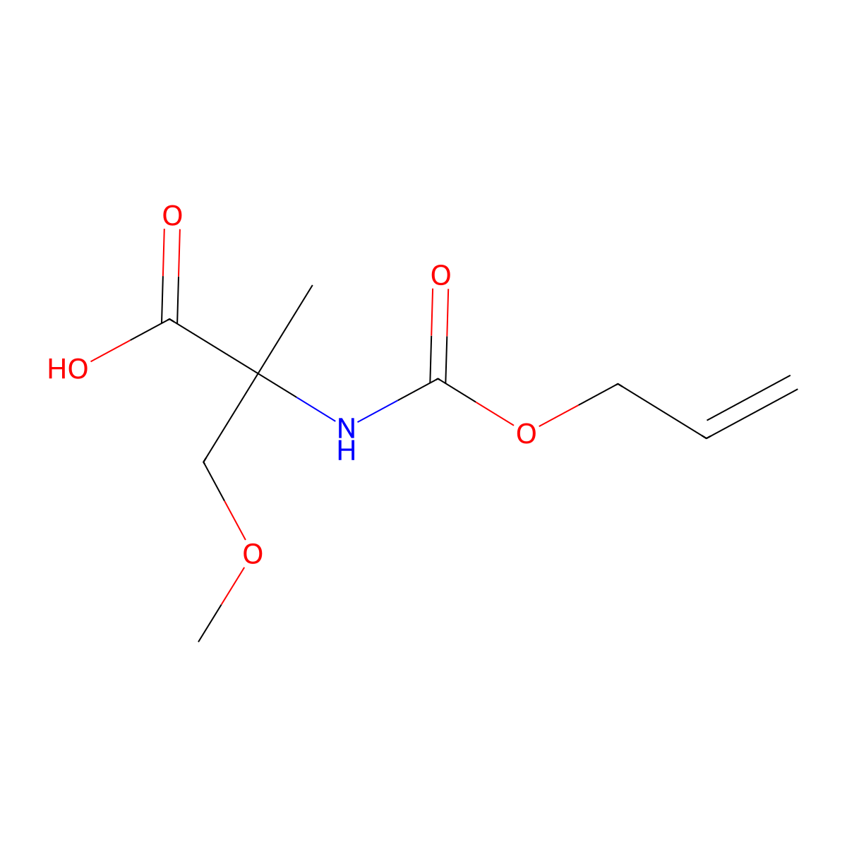 3-Methoxy-2-methyl-2-{[(prop-2-en-1-yloxy)carbonyl]amino}propanoic acid molecular structure, CAS 1879181-53-9