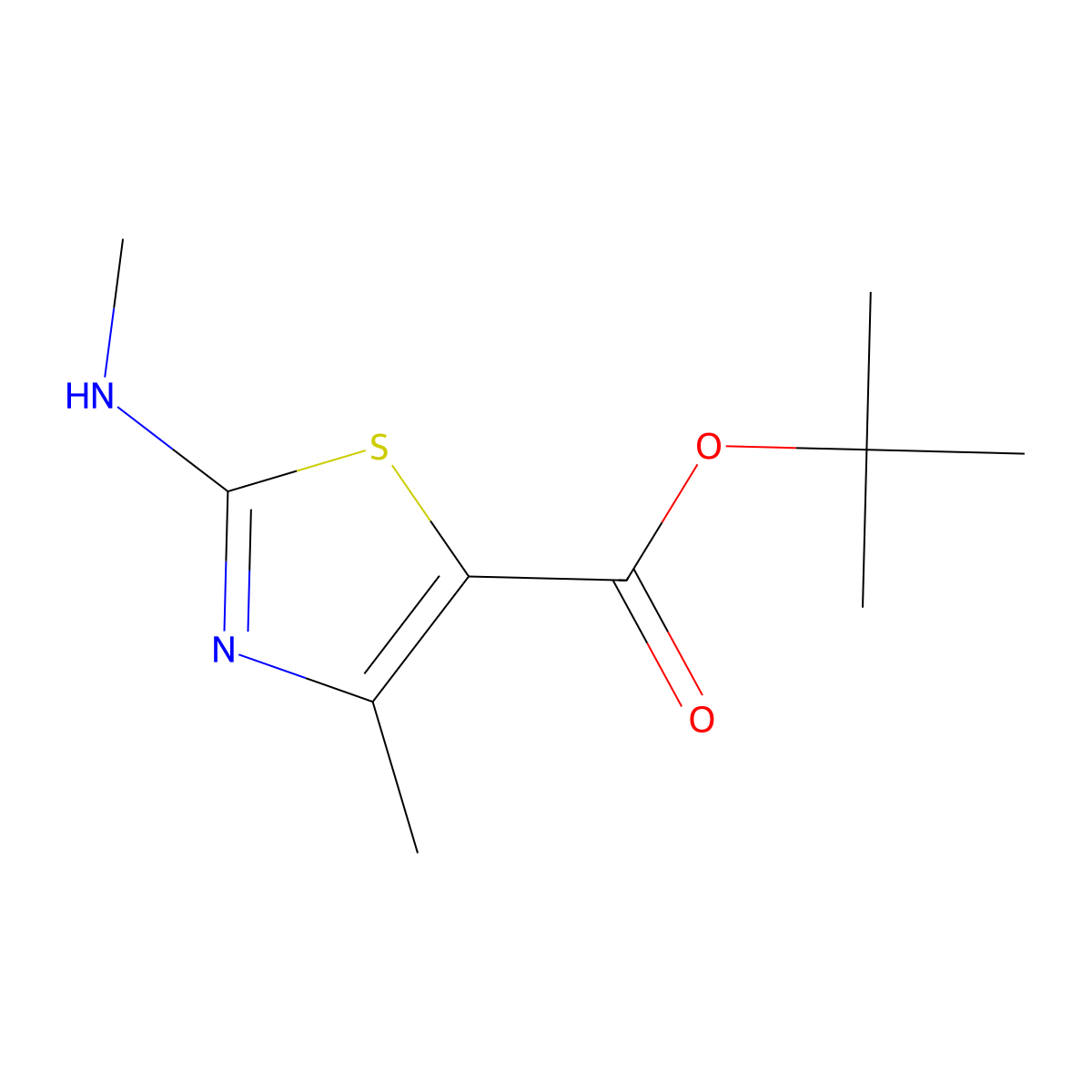 Tert-butyl 4-methyl-2-(methylamino)-1,3-thiazole-5-carboxylate molecular structure, CAS 1879206-13-9