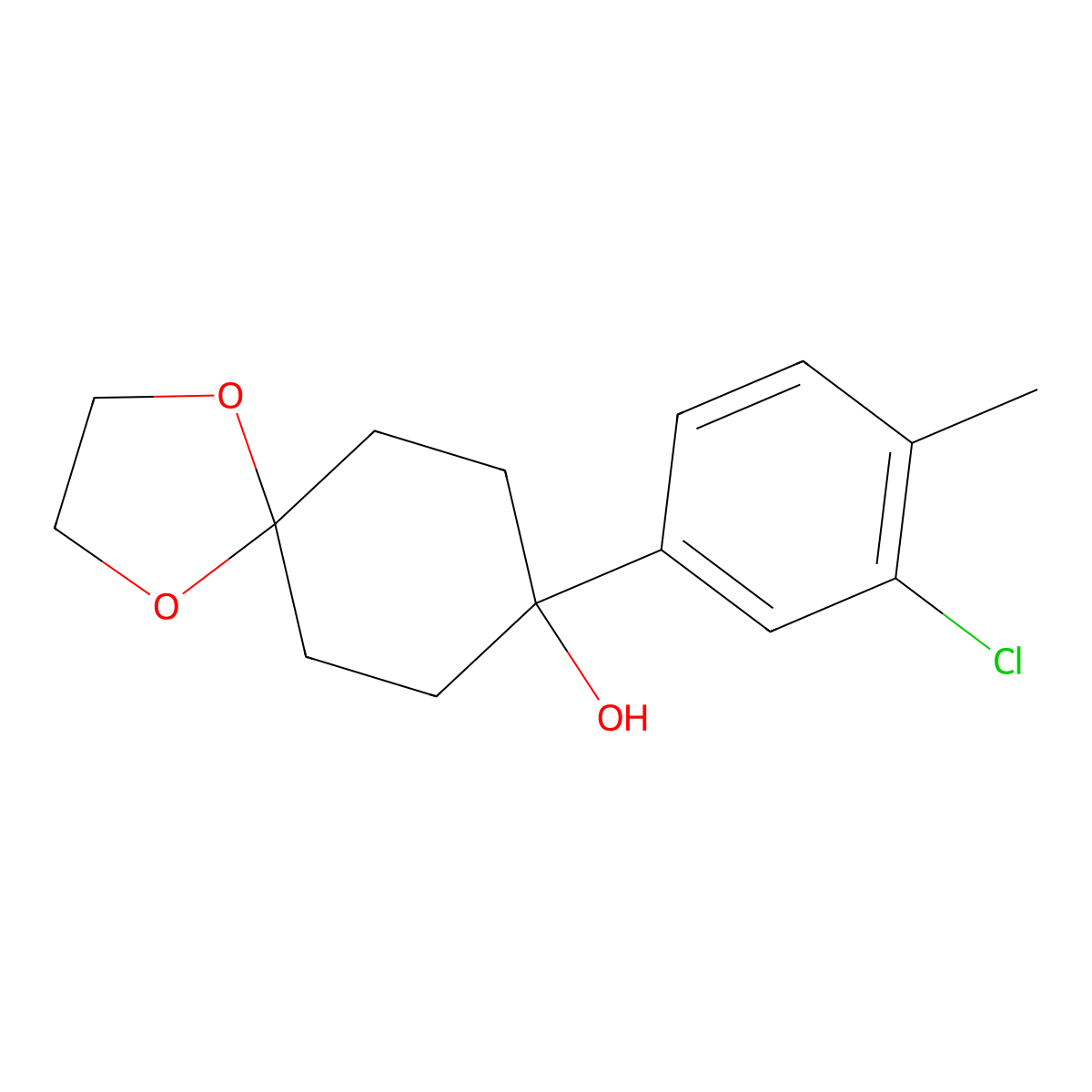 8-(3-Chloro-4-methylphenyl)-1,4-dioxaspiro[4.5]decan-8-ol molecular structure, CAS 1879211-18-3