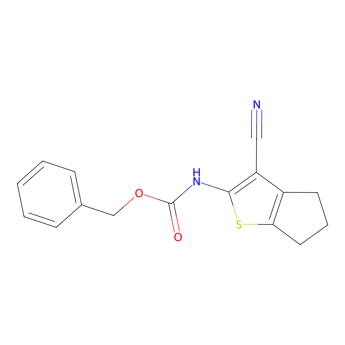 benzyl N-{3-cyano-4H,5H,6H-cyclopenta[b]thiophen-2-yl}carbamate molecular structure, CAS 1879246-23-7