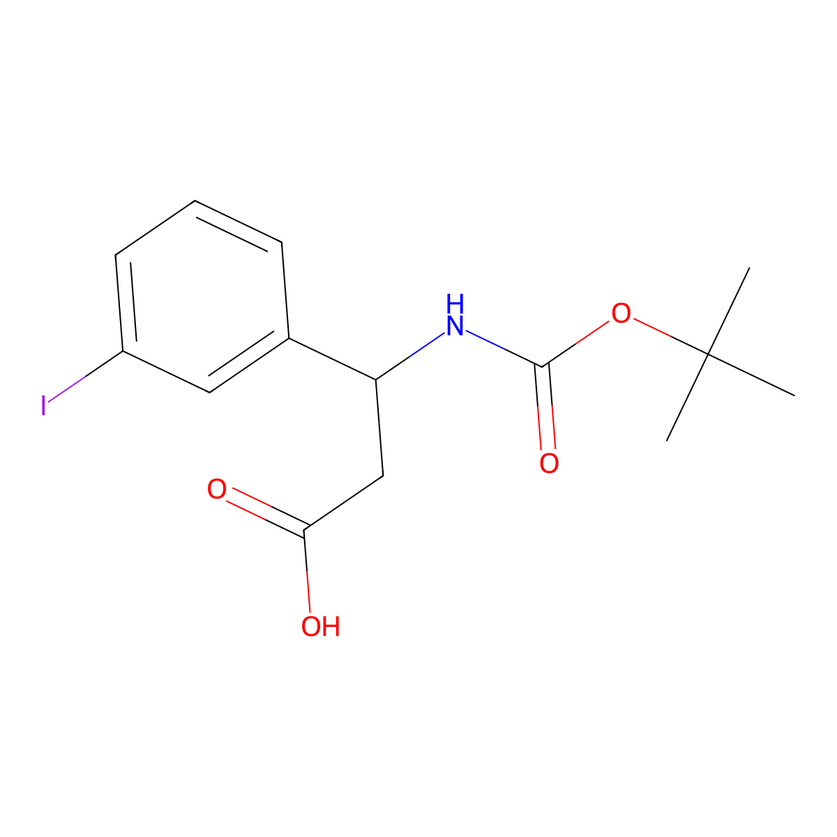 3-{[(Tert-butoxy)carbonyl]amino}-3-(3-iodophenyl)propanoic acid molecular structure, CAS 1879255-95-4