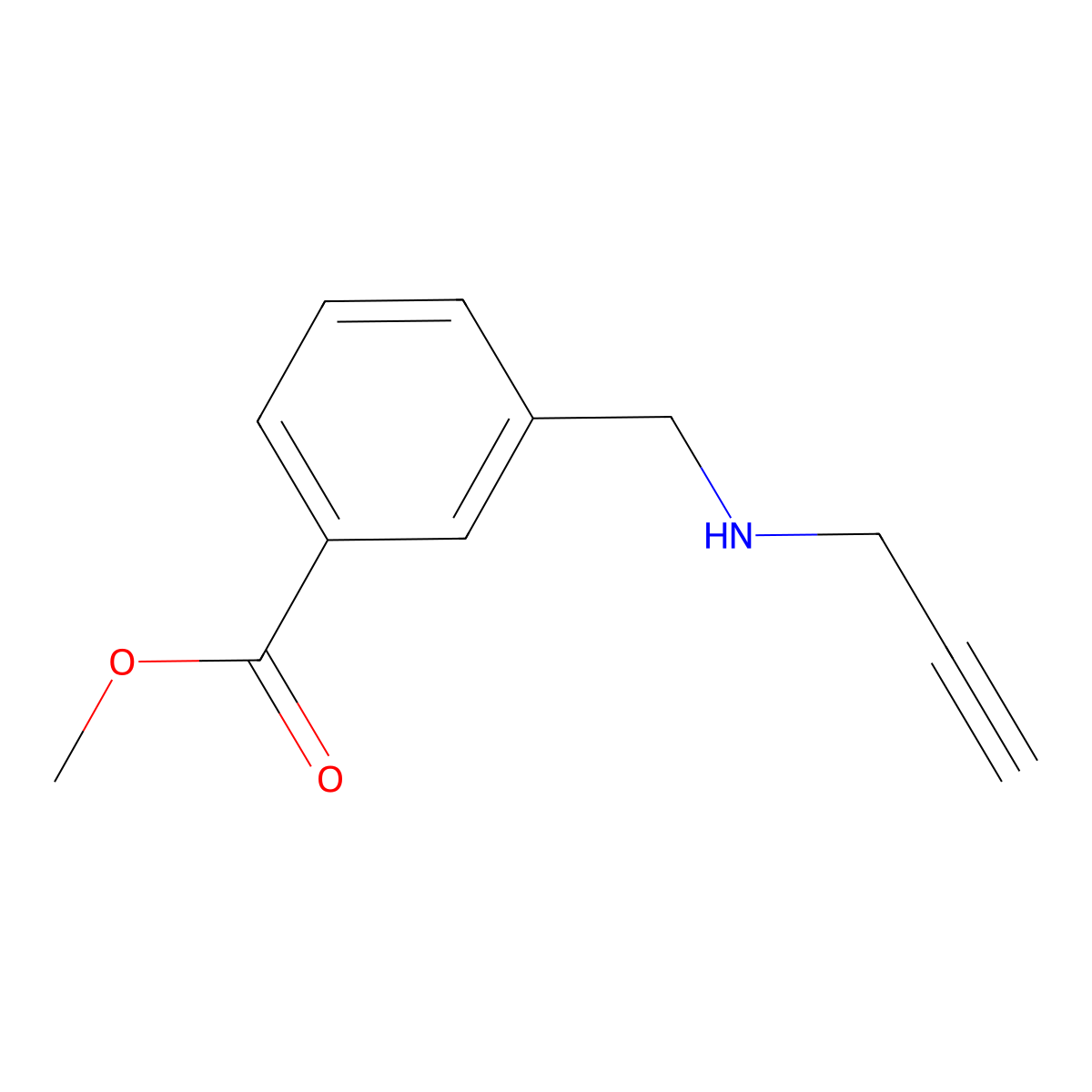 Methyl 3-{[(prop-2-yn-1-yl)amino]methyl}benzoate molecular structure, CAS 1879292-26-8