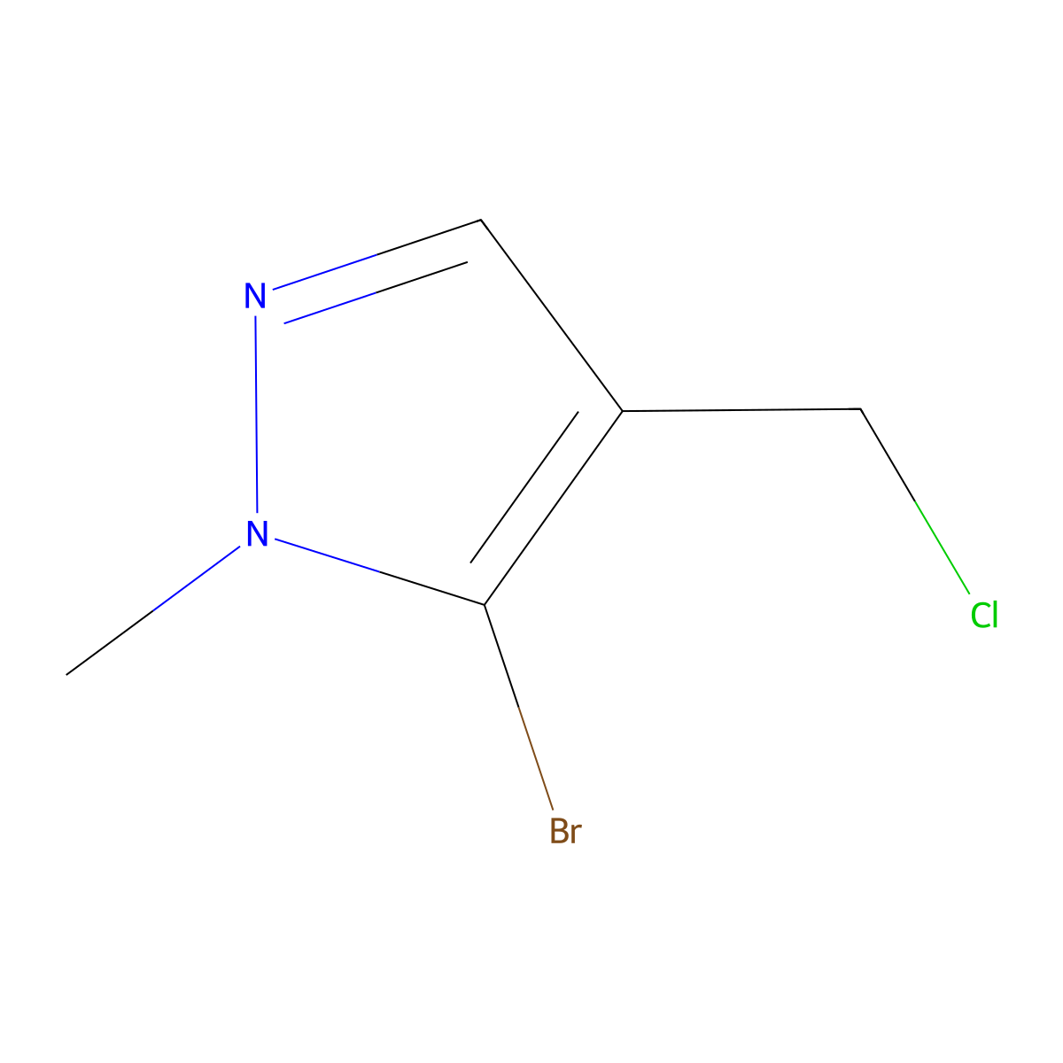 5-Bromo-4-(chloromethyl)-1-methyl-1H-pyrazole molecular structure, CAS 1879308-39-0