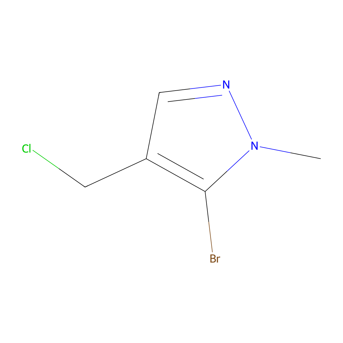 5-Bromo-4-(chloromethyl)-1-methyl-1H-pyrazole molecular structure, CAS 1879308-39-0