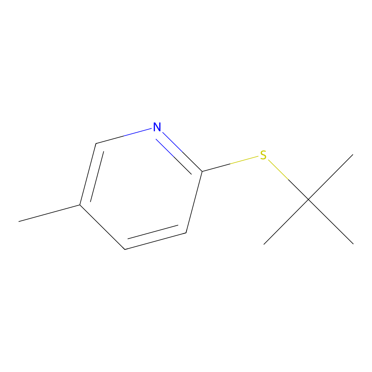 3-Picoline, 6-(tert-butylthio)- molecular structure, CAS 18794-46-2