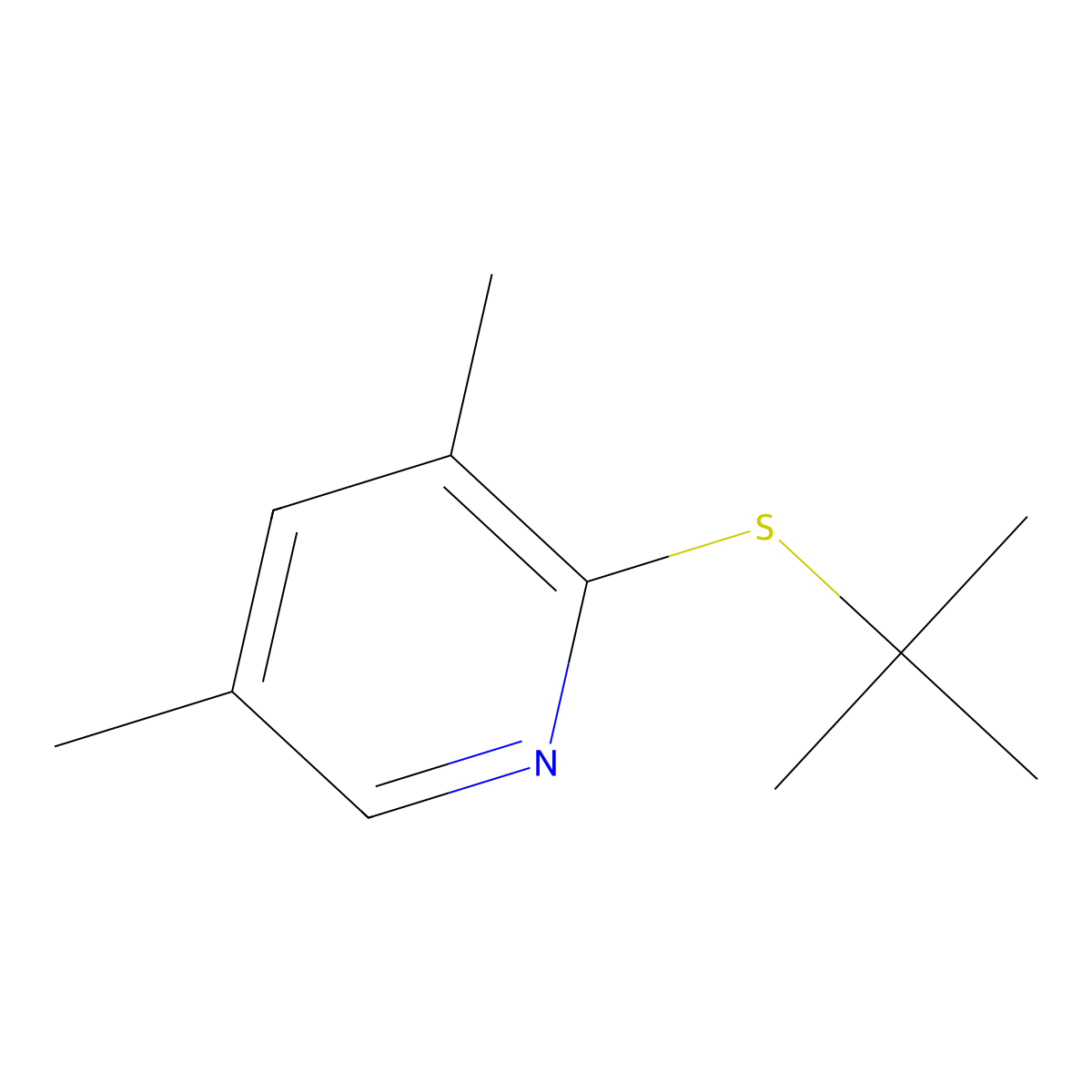 2-(tert-Butylsulfanyl)-3,5-dimethylpyridine molecular structure, CAS 18794-48-4