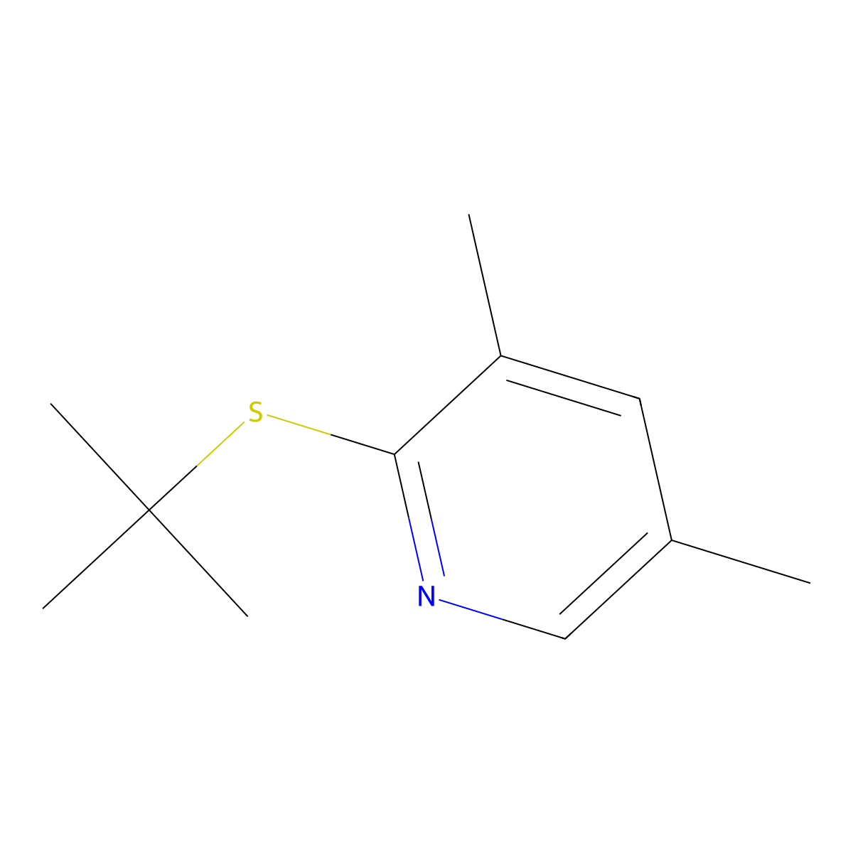 2-(tert-Butylsulfanyl)-3,5-dimethylpyridine molecular structure, CAS 18794-48-4