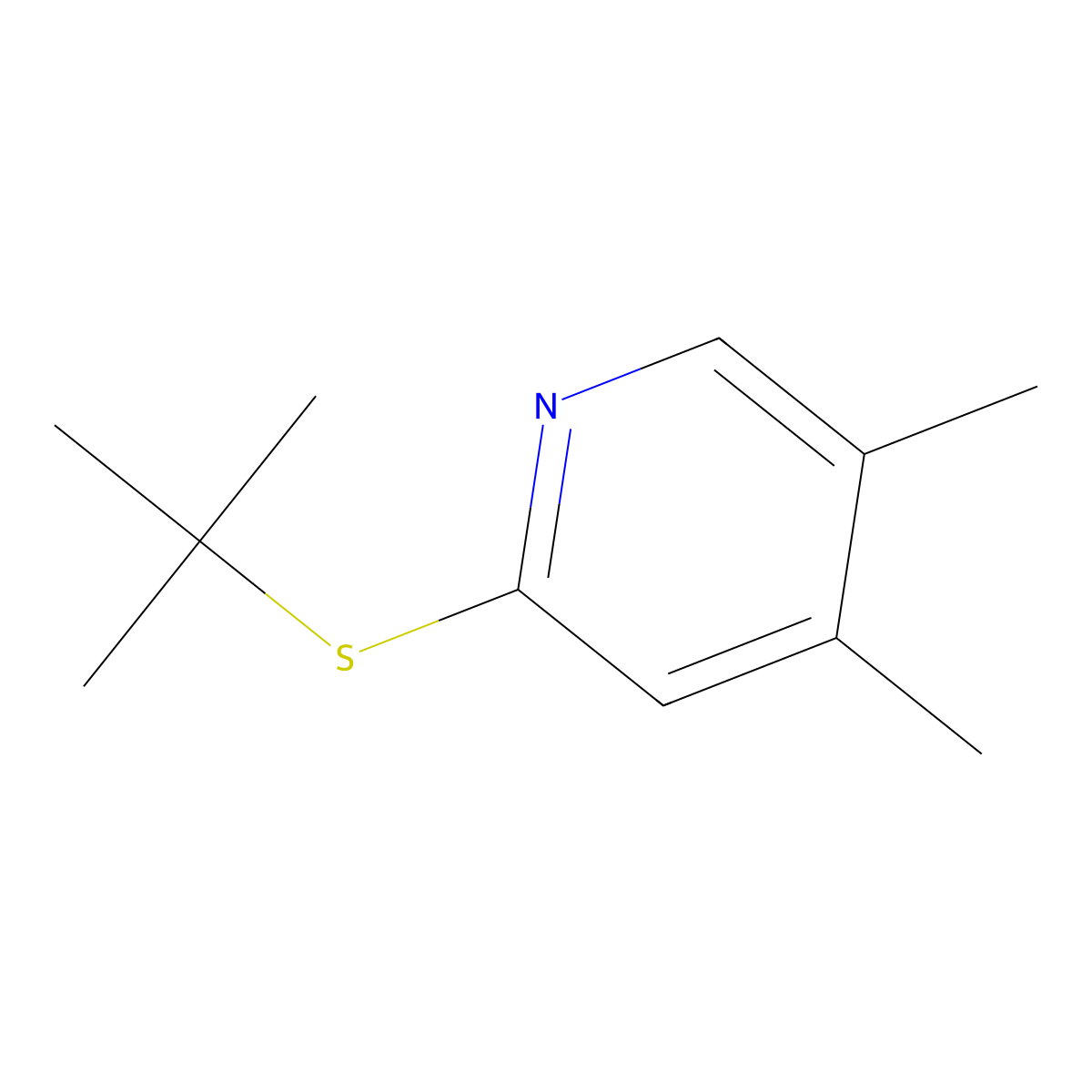 2-tert-Butylthio-4,5-dimethylpyridine molecular structure, CAS 18794-51-9