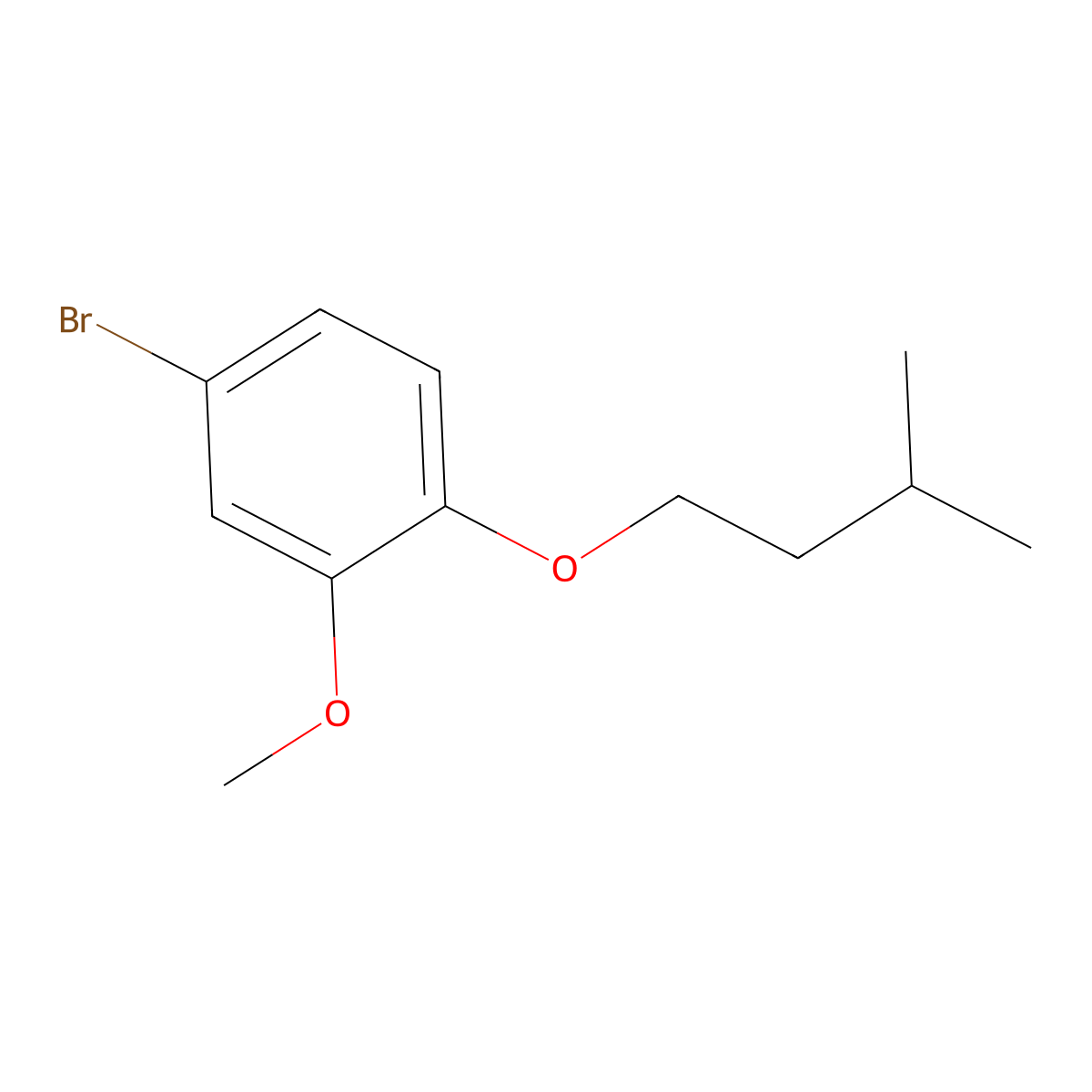 4-Bromoguaiacol, 3-methylbutyl ether molecular structure, CAS 1879486-65-3