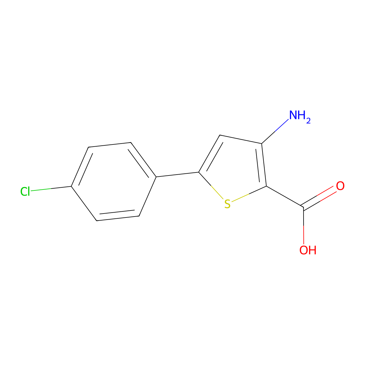 3-amino-5-(4-chlorophenyl)thiophene-2-carboxylic Acid molecular structure, CAS 187949-86-6