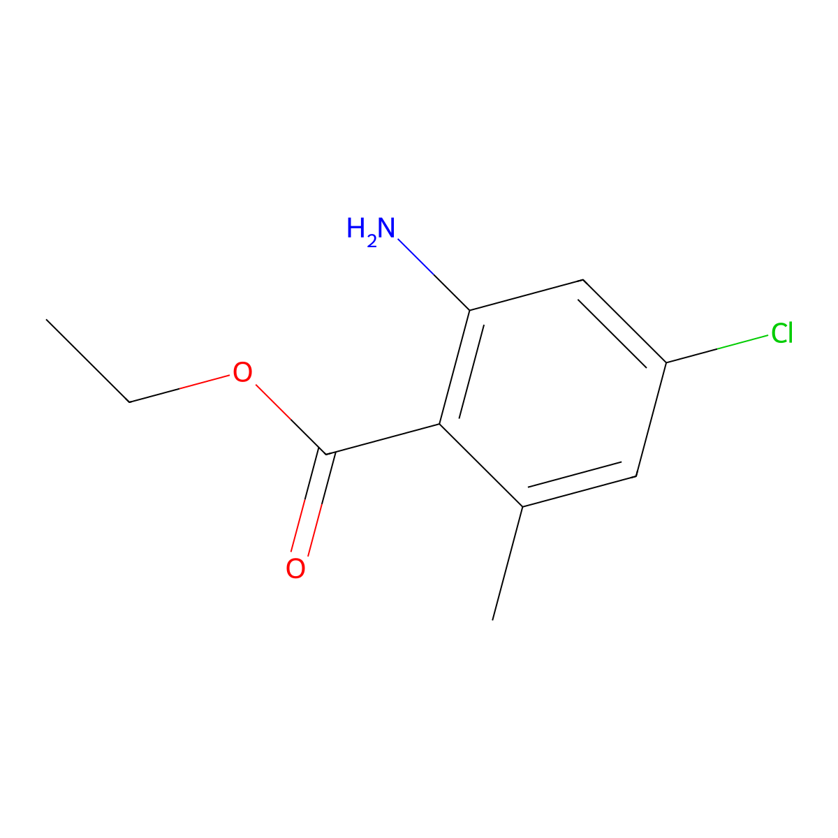 Ethyl 2-amino-4-chloro-6-methylbenzoate molecular structure, CAS 1879524-18-1
