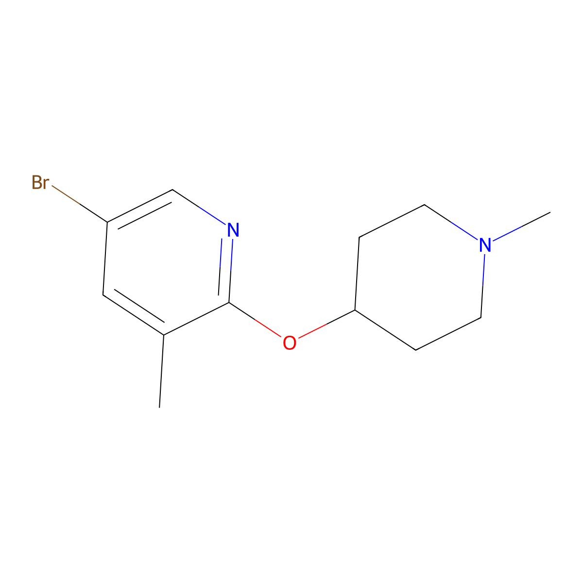 5-Bromo-3-methyl-2-[(1-methylpiperidin-4-yl)oxy]pyridine molecular structure, CAS 1879529-24-4