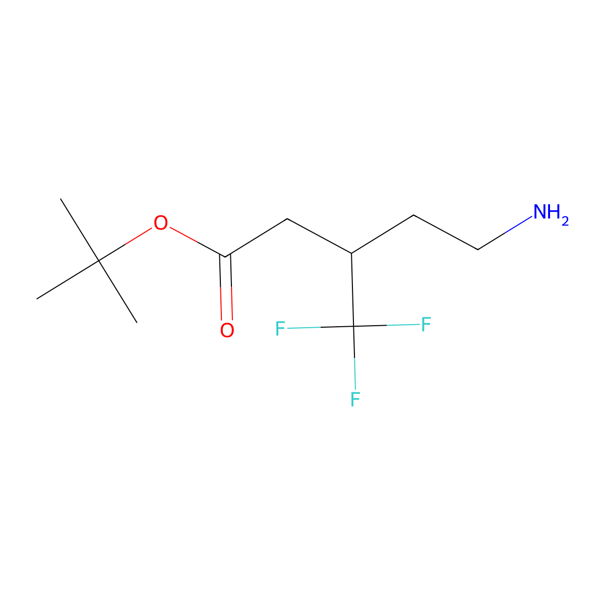Tert-butyl 5-amino-3-(trifluoromethyl)pentanoate molecular structure, CAS 1879563-04-8