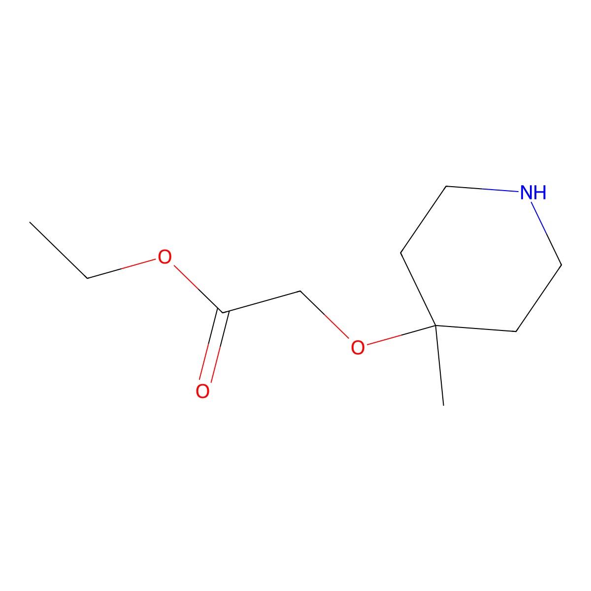 Ethyl 2-[(4-methylpiperidin-4-yl)oxy]acetate molecular structure, CAS 1879584-42-5