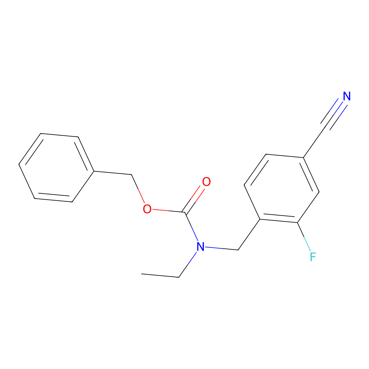 benzyl N-[(4-cyano-2-fluorophenyl)methyl]-N-ethylcarbamate molecular structure, CAS 1879641-94-7
