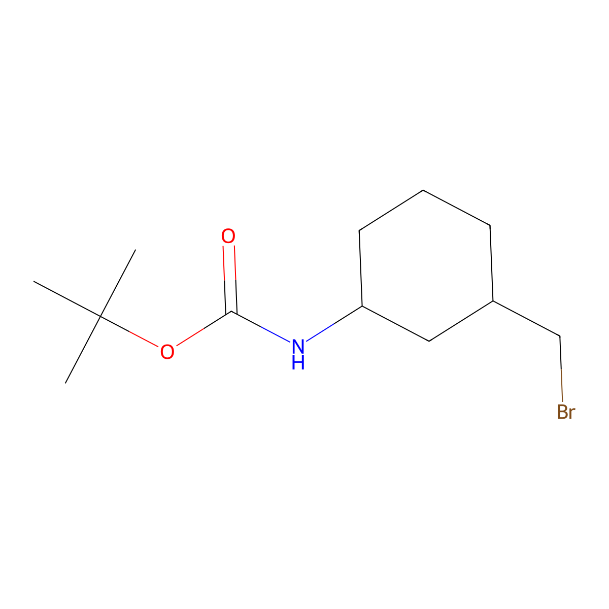 tert-butyl N-(3-(bromomethyl)cyclohexyl)carbamate molecular structure, CAS 1879660-12-4