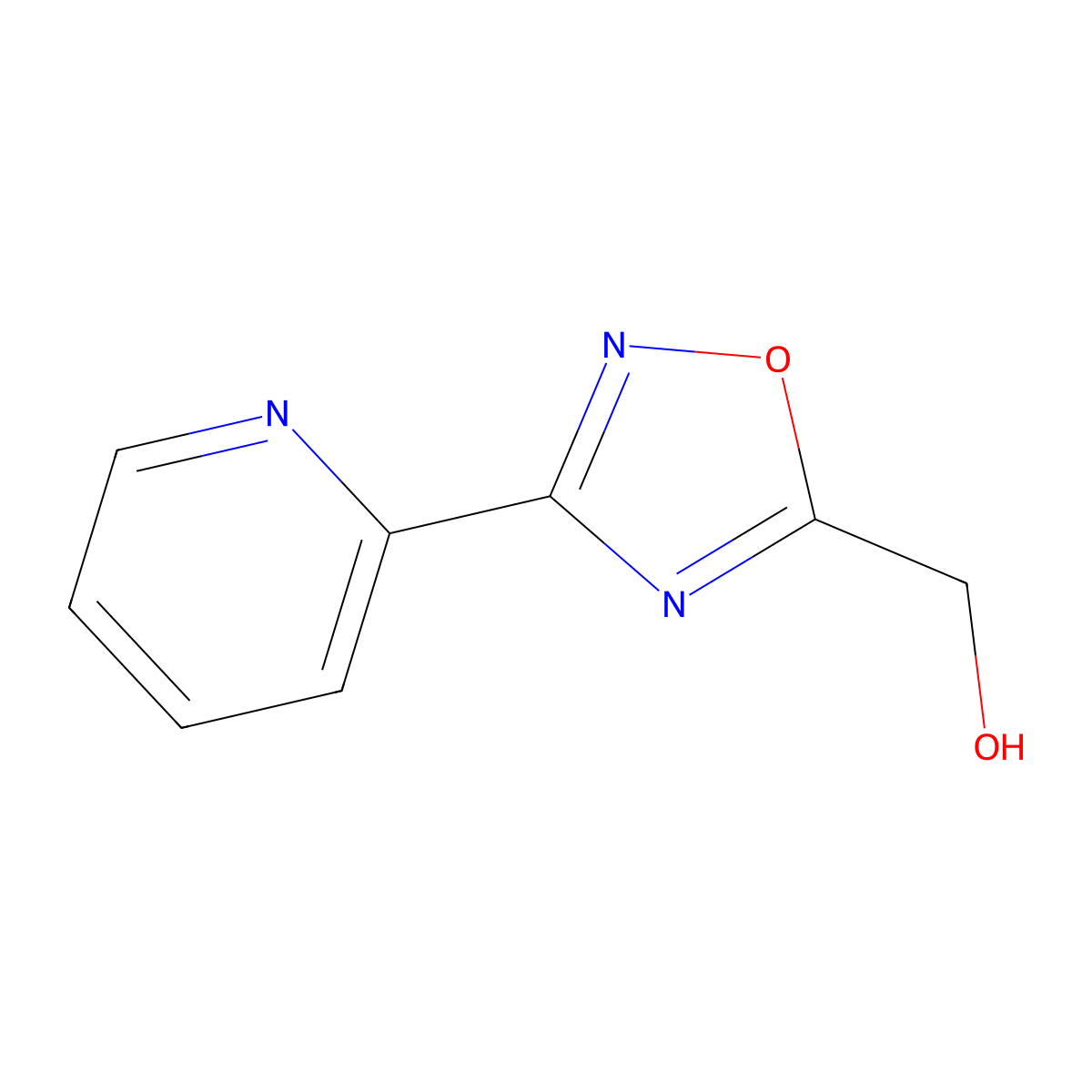 (3-Pyridin-2-yl-1,2,4-oxadiazol-5-yl)methanol molecular structure, CAS 187970-01-0