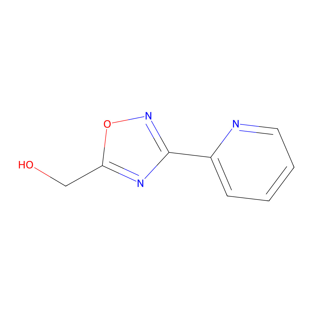 (3-Pyridin-2-yl-1,2,4-oxadiazol-5-yl)methanol molecular structure, CAS 187970-01-0