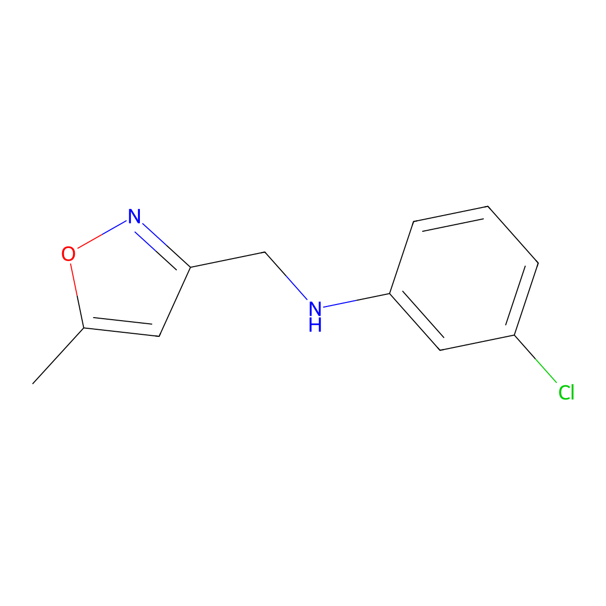 3-chloro-N-[(5-methyl-1,2-oxazol-3-yl)methyl]aniline molecular structure, CAS 1879743-11-9