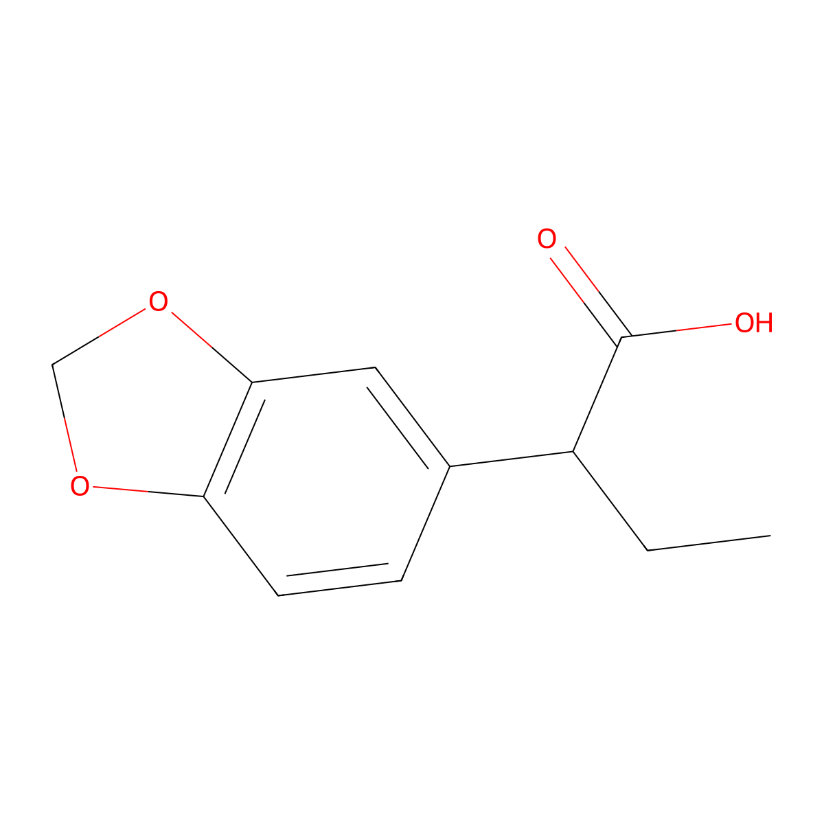 2-(1,3-Dioxaindan-5-yl)butanoic acid molecular structure, CAS 18798-93-1