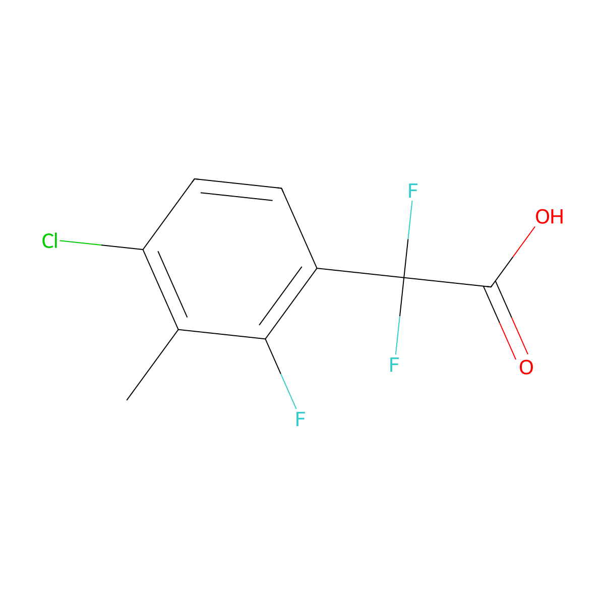 2-(4-Chloro-2-fluoro-3-methylphenyl)-2,2-difluoroacetic acid molecular structure, CAS 1879833-84-7
