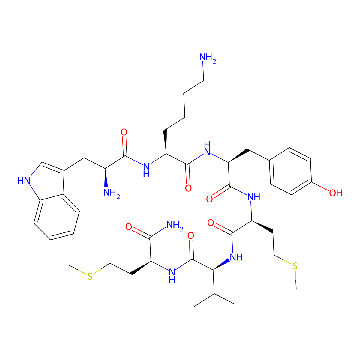 Trp-Lys-Tyr-Met-Val-Met-NH2 molecular structure, CAS 187986-11-4