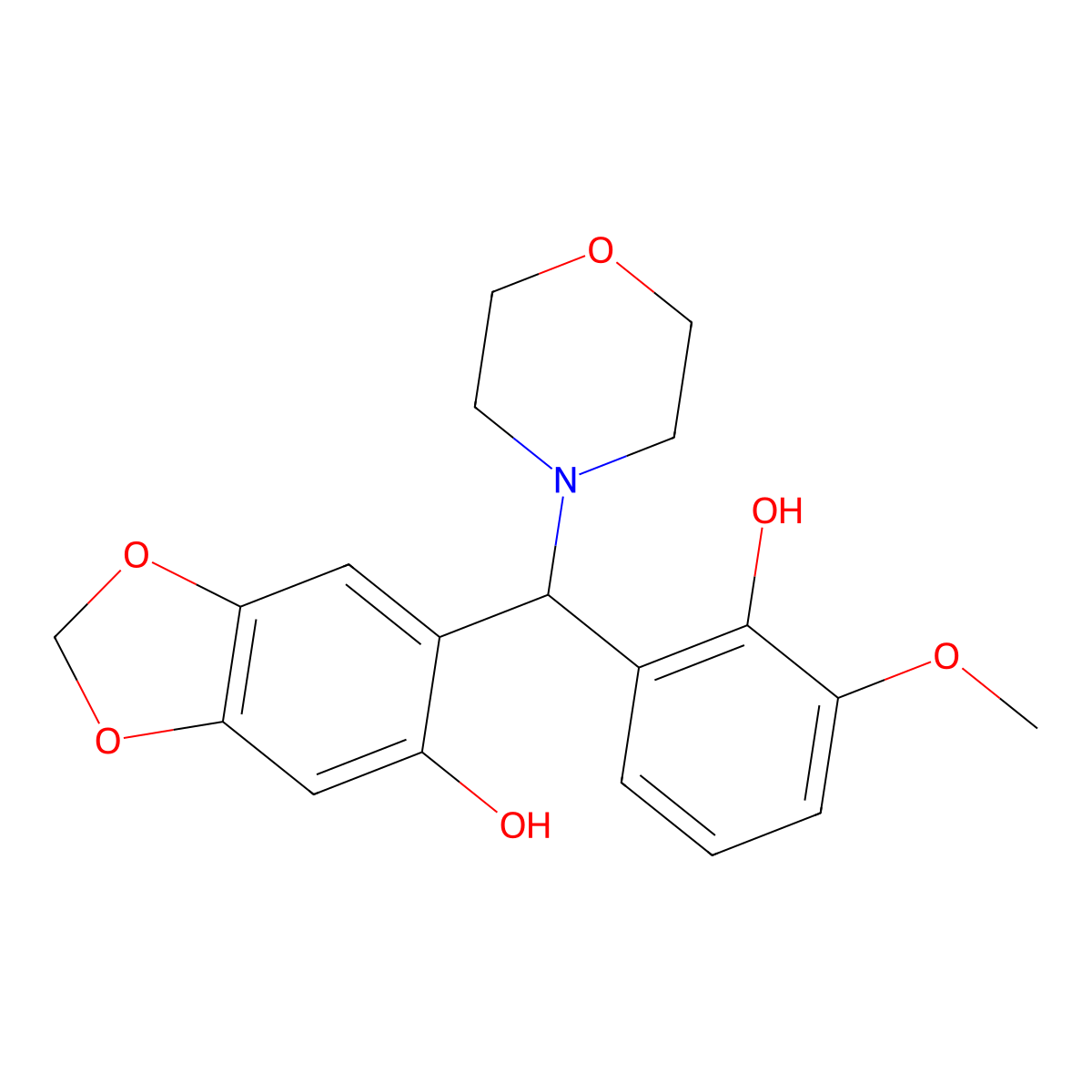 6-[(2-Hydroxy-3-methoxyphenyl)-morpholin-4-ylmethyl]-1,3-benzodioxol-5-ol molecular structure, CAS 187987-85-5