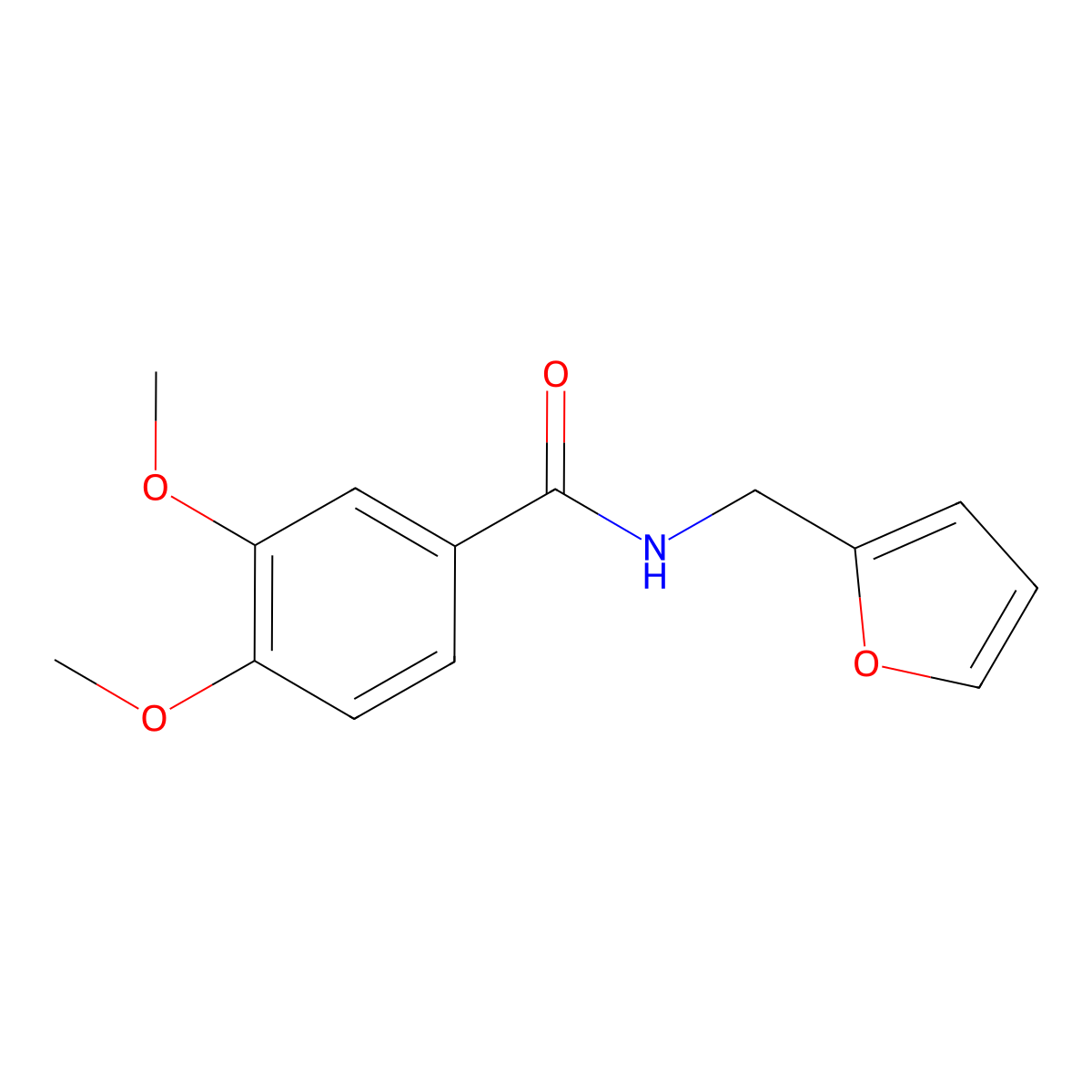 N-(furan-2-ylmethyl)-3,4-dimethoxybenzamide molecular structure, CAS 187988-72-3