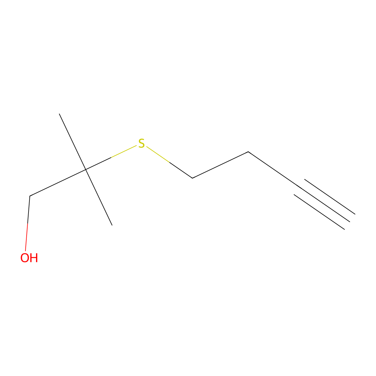 2-(But-3-yn-1-ylsulfanyl)-2-methylpropan-1-ol molecular structure, CAS 1879965-52-2