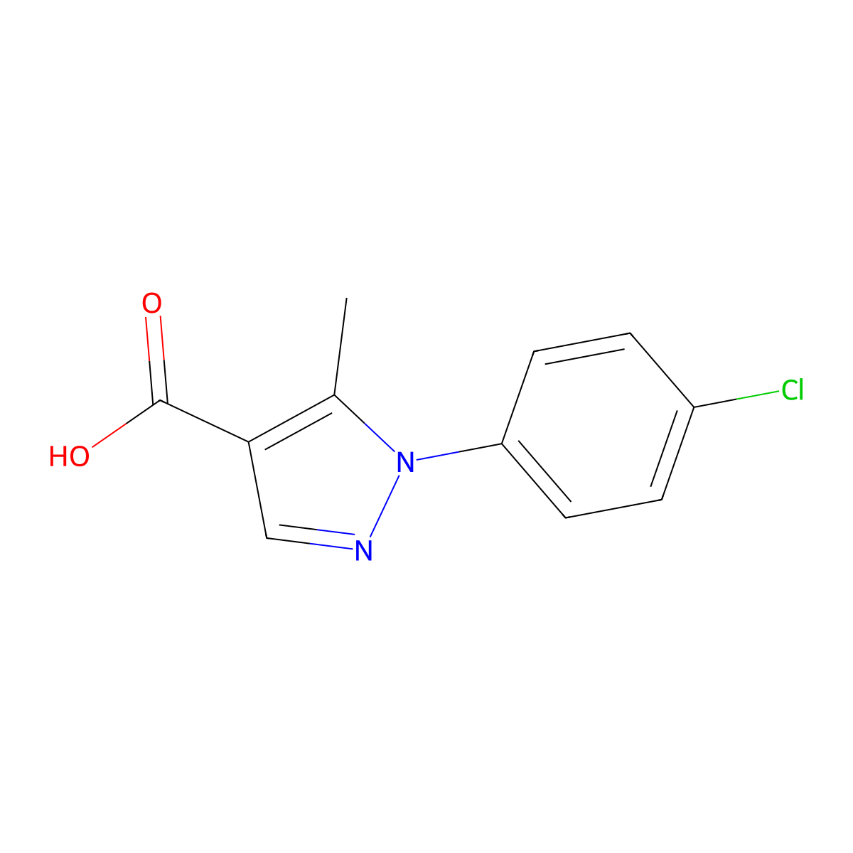 1-(4-chlorophenyl)-5-methyl-1H-pyrazole-4-carboxylic acid molecular structure, CAS 187998-35-2