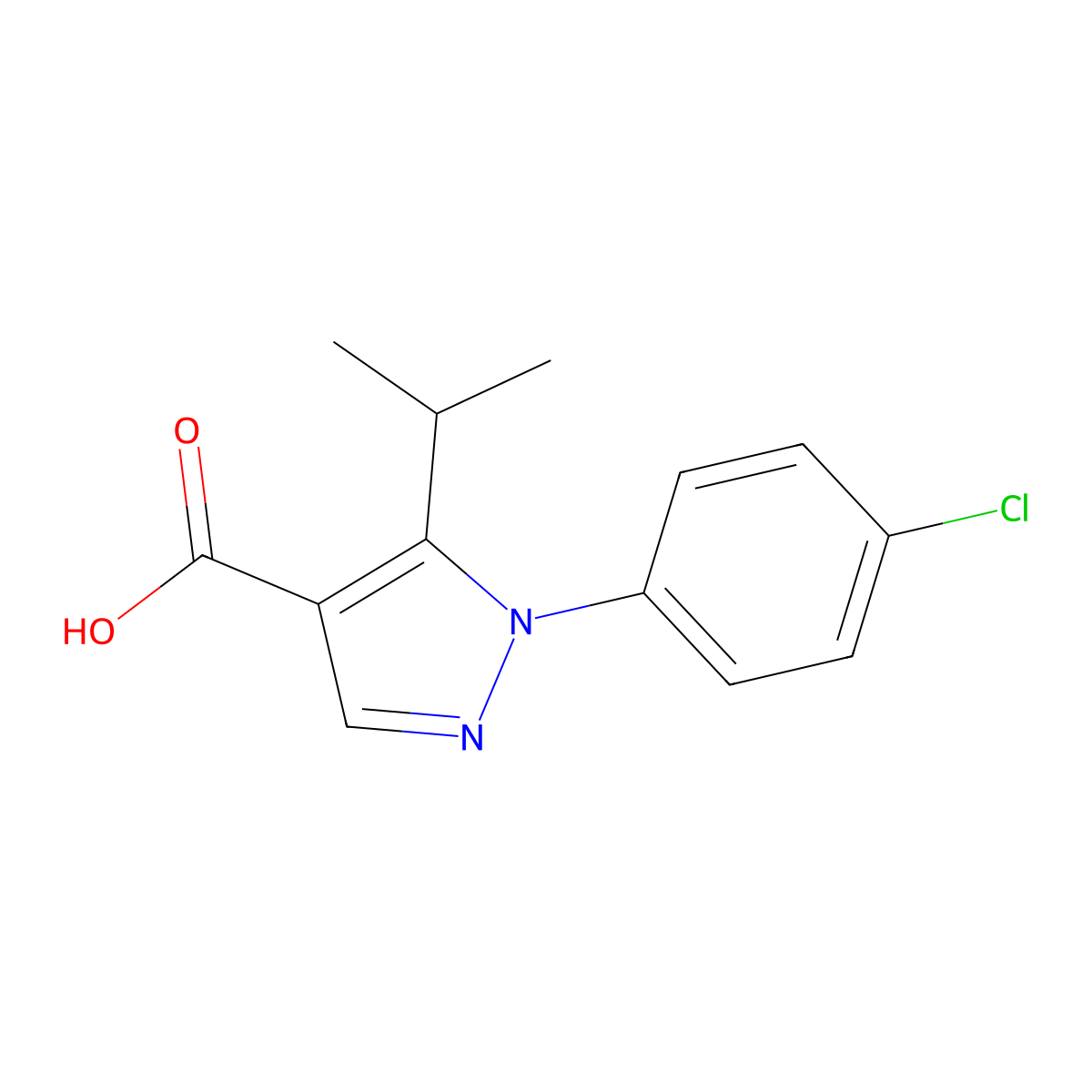 1-(4-Chlorophenyl)-5-(1-methylethyl)-1H-pyrazole-4-carboxylic acid molecular structure, CAS 187998-36-3