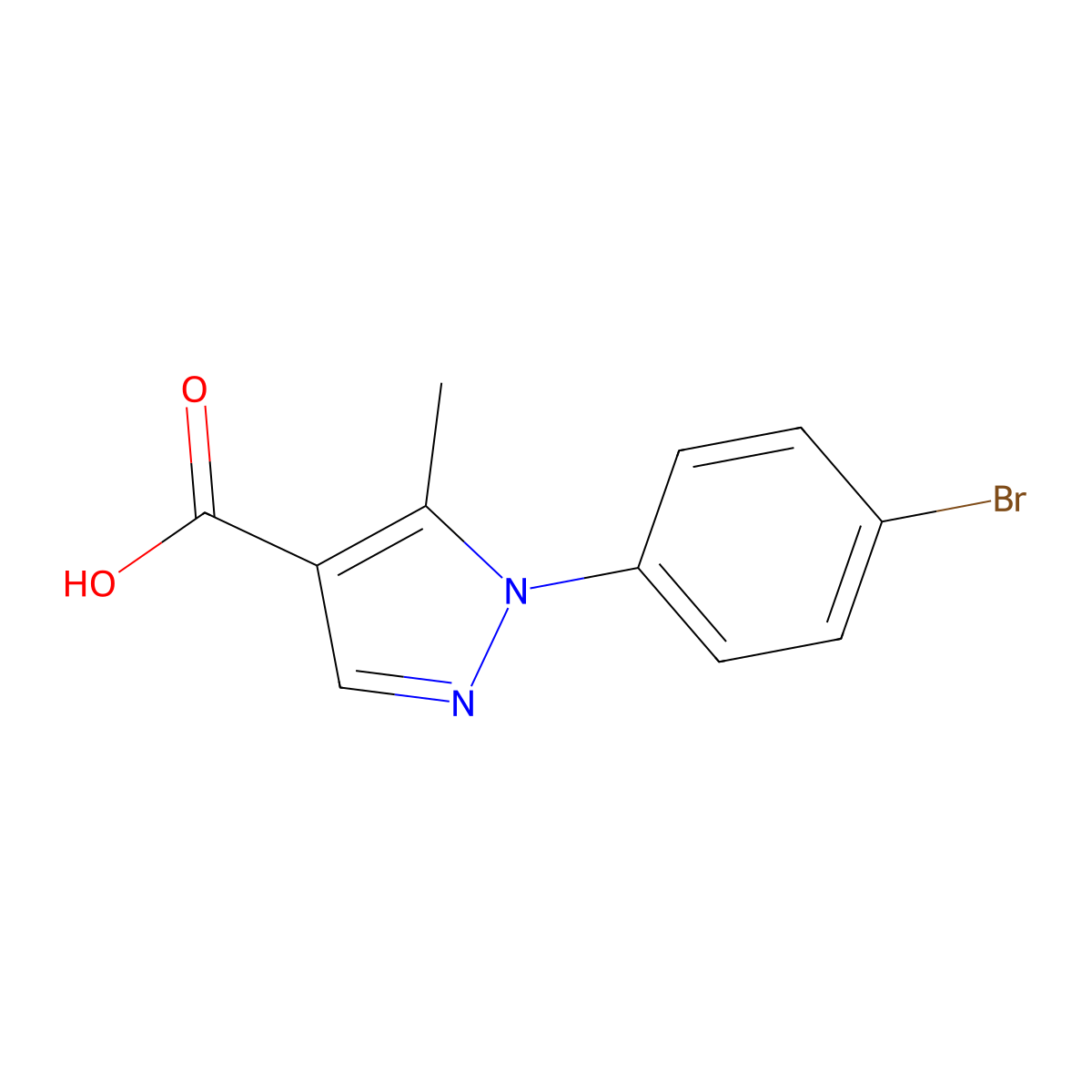 1-(4-bromophenyl)-5-methyl-1H-pyrazole-4-carboxylic acid molecular structure, CAS 187998-44-3
