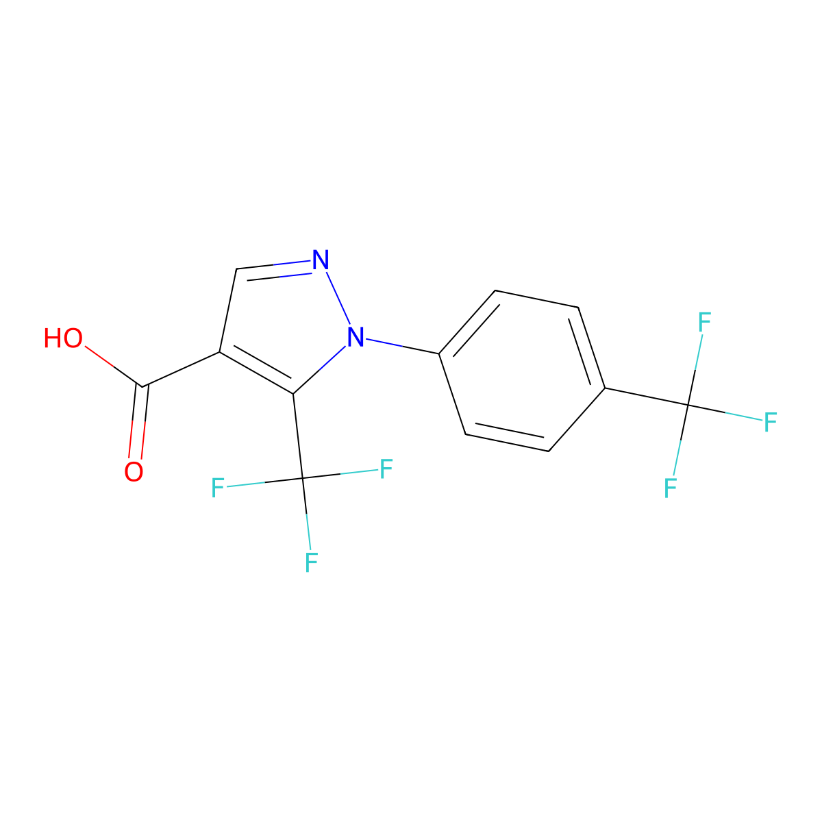 5-(trifluoromethyl)-1-[4-(trifluoromethyl)phenyl]pyrazole-4-carboxylic Acid molecular structure, CAS 187998-46-5