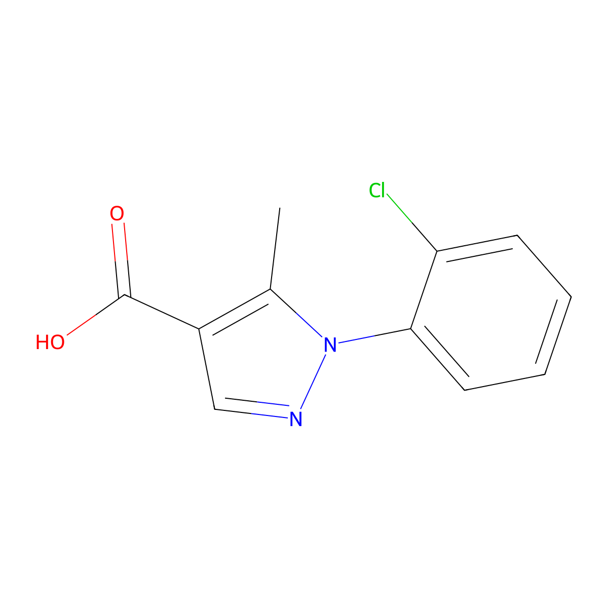 1-(2-chlorophenyl)-5-methyl-1H-pyrazole-4-carboxylic acid molecular structure, CAS 187998-52-3