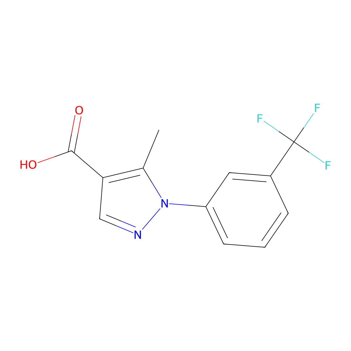 5-methyl-1-[3-(trifluoromethyl)phenyl]-1H-pyrazole-4-carboxylic acid molecular structure, CAS 187998-56-7