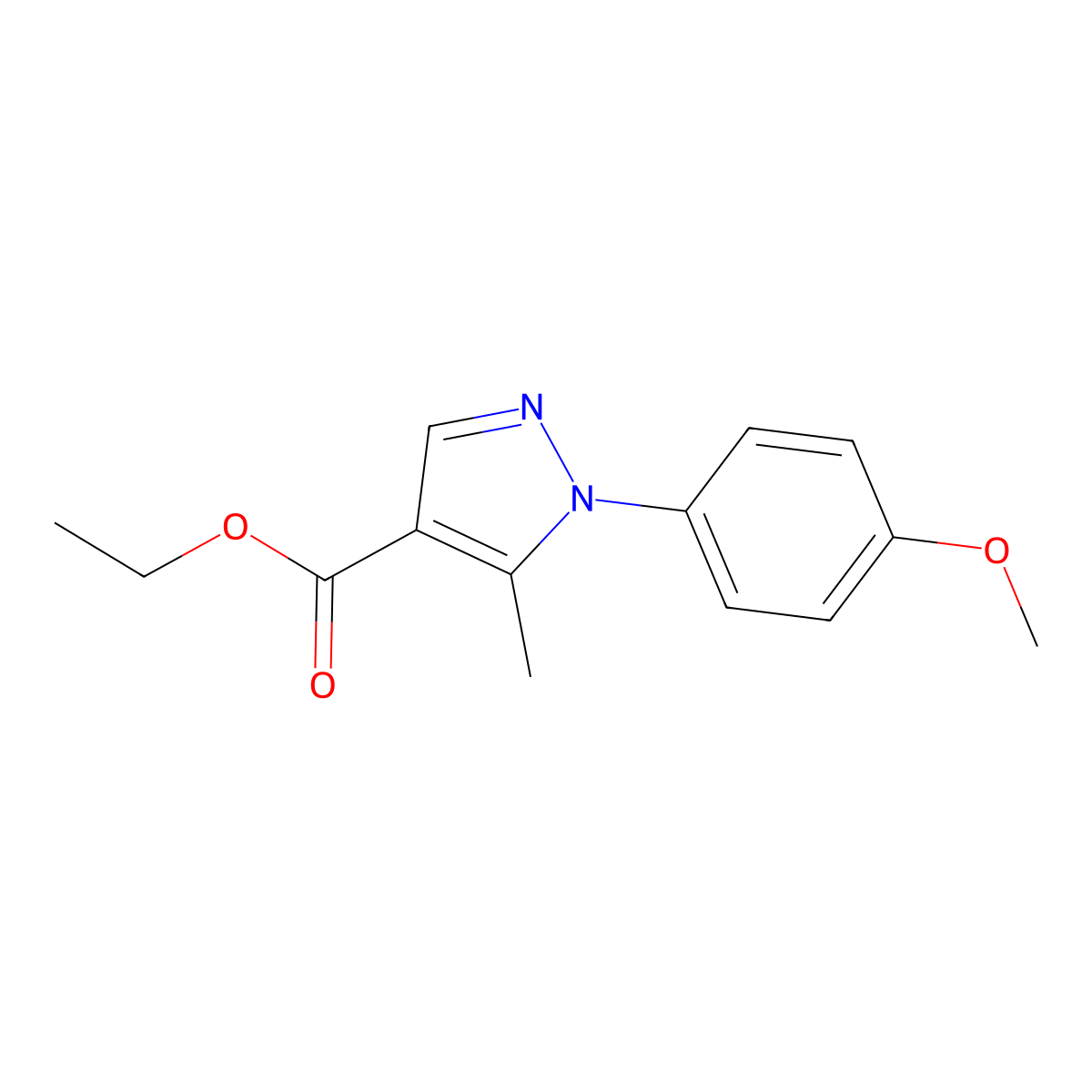 Ethyl 1-(4-methoxyphenyl)-5-methyl-1H-pyrazole-4-carboxylate molecular structure, CAS 187998-66-9