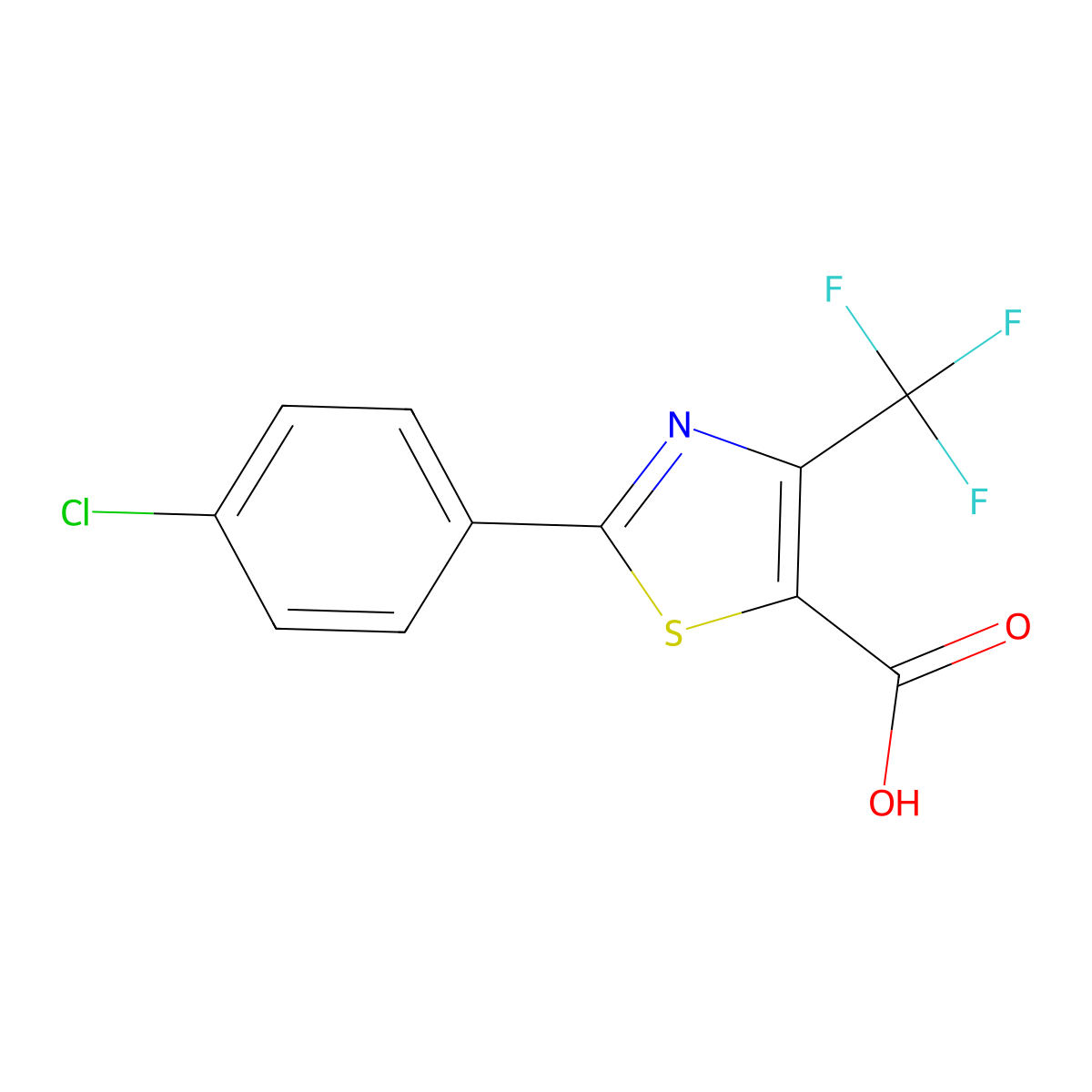 2-(4-chlorophenyl)-4-(trifluoromethyl)-1,3-thiazole-5-carboxylic Acid molecular structure, CAS 187998-87-4