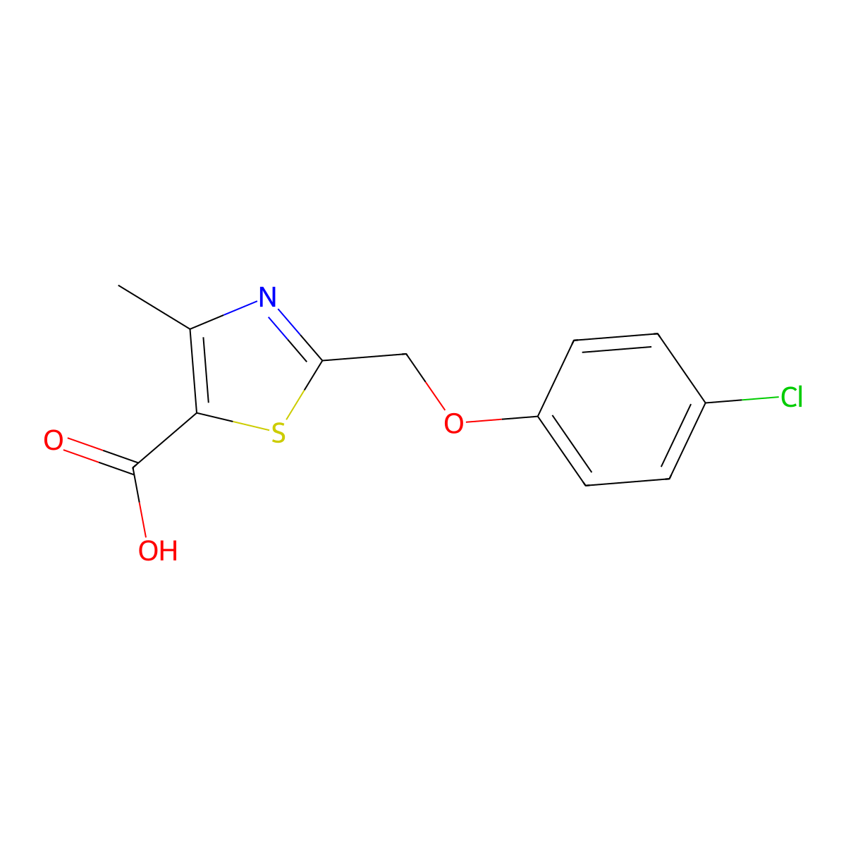 2-((4-Chlorophenoxy)methyl)-4-methyl-1,3-thiazole-5-carboxylic acid molecular structure, CAS 187998-93-2