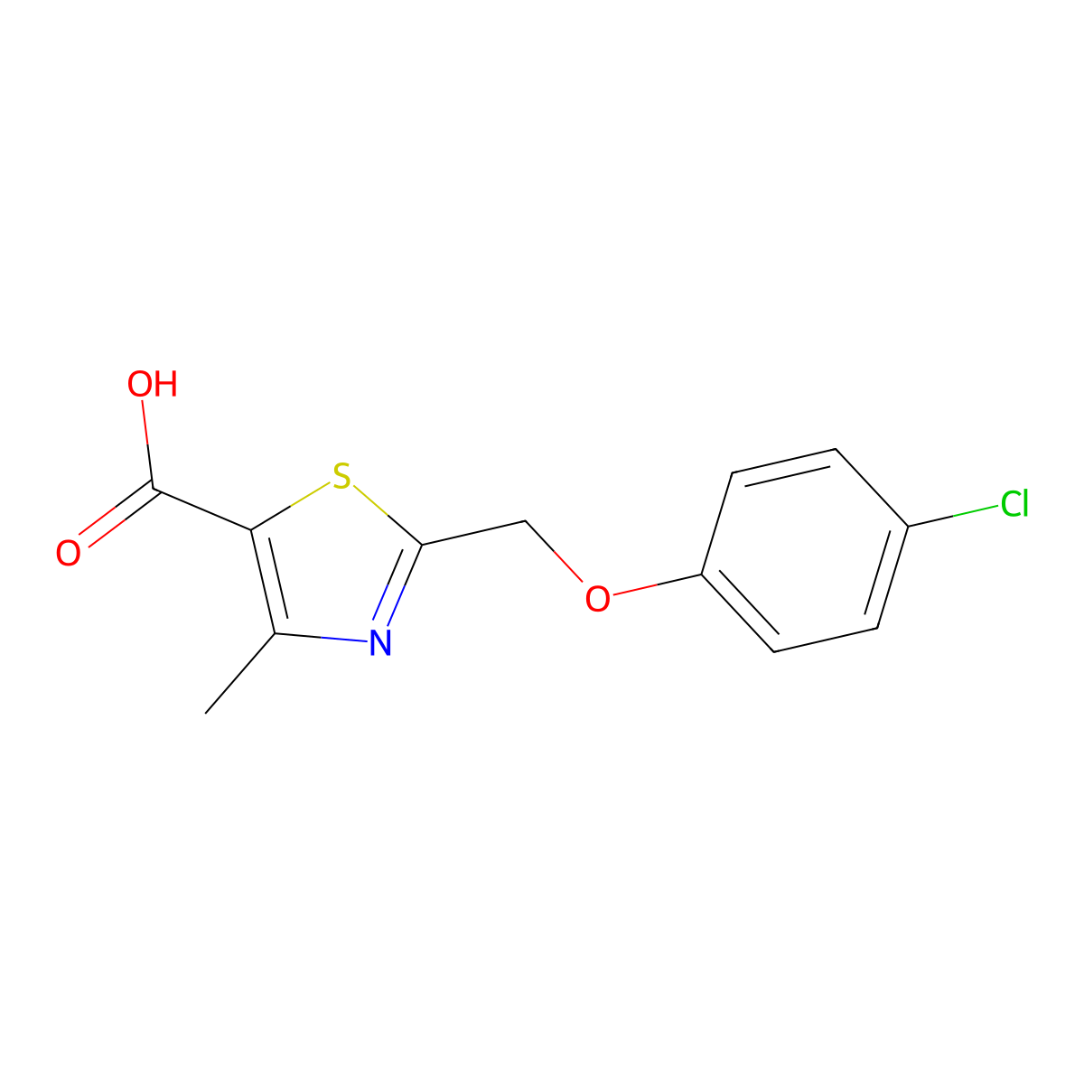2-((4-Chlorophenoxy)methyl)-4-methyl-1,3-thiazole-5-carboxylic acid molecular structure, CAS 187998-93-2