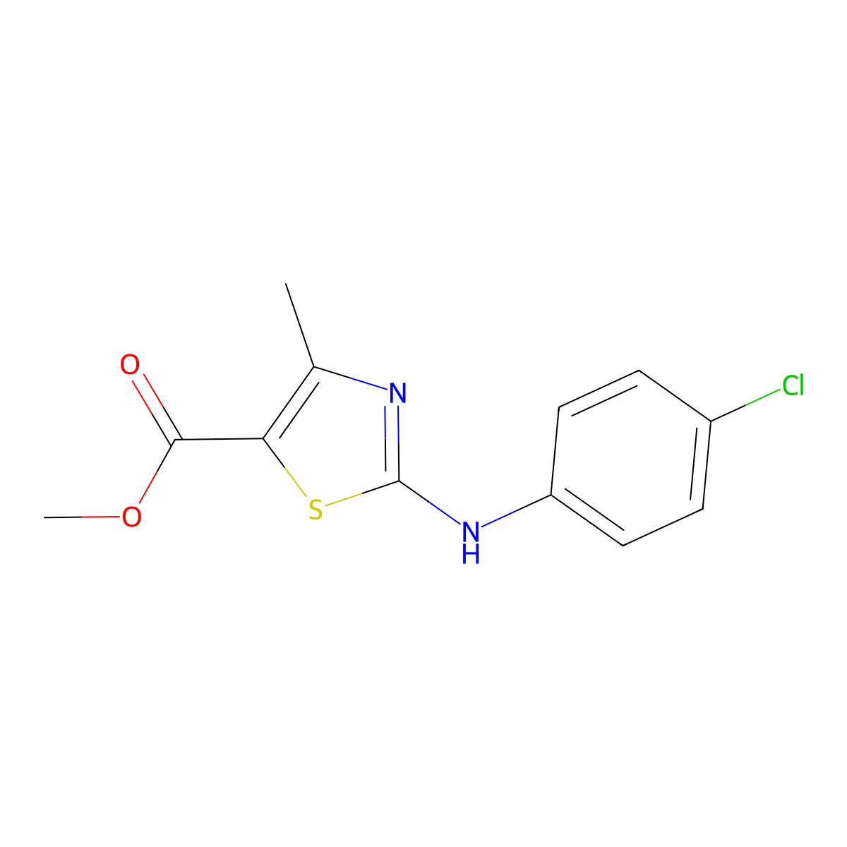 Methyl 2-[(4-chlorophenyl)amino]-4-methyl-5-thiazolecarboxylate molecular structure, CAS 187998-97-6