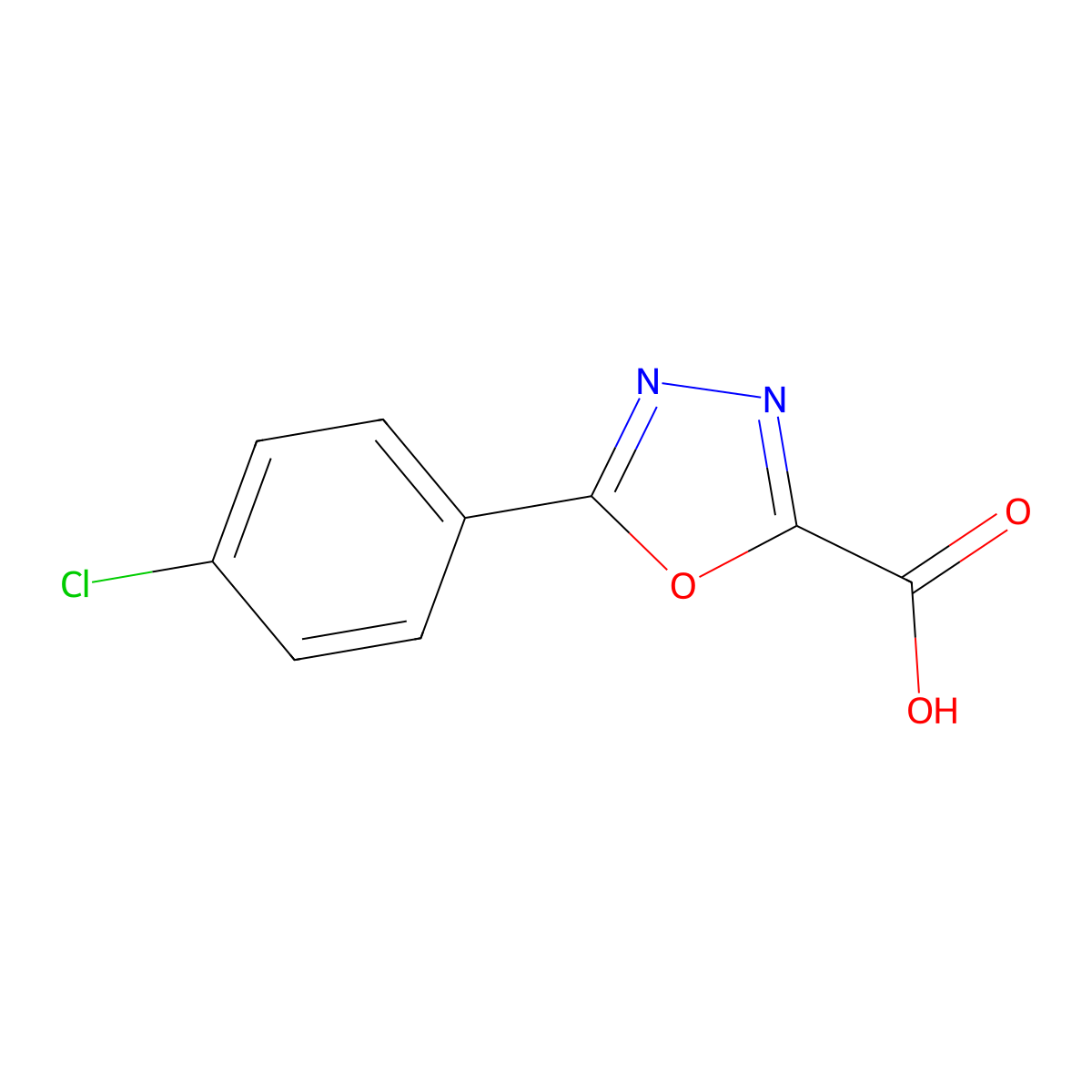 5-(4-chlorophenyl)-1,3,4-oxadiazole-2-carboxylic Acid molecular structure, CAS 187999-13-9