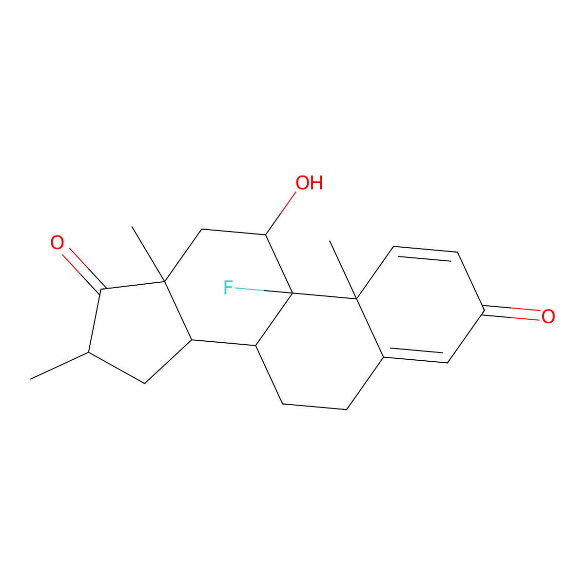 9alpha-Fluoro-11beta-hydroxy-16alpha-methylandrosta-1,4-diene-3,17-dione molecular structure, CAS 1880-61-1