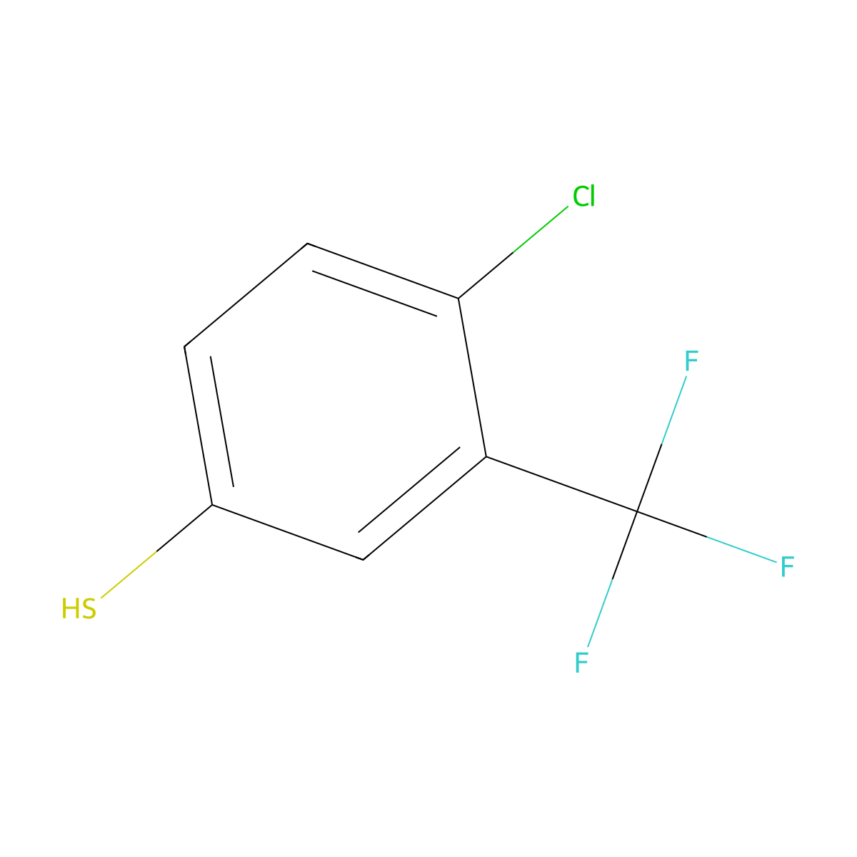 4-Chloro-3-(trifluoromethyl)benzene-1-thiol molecular structure, CAS 18800-22-1