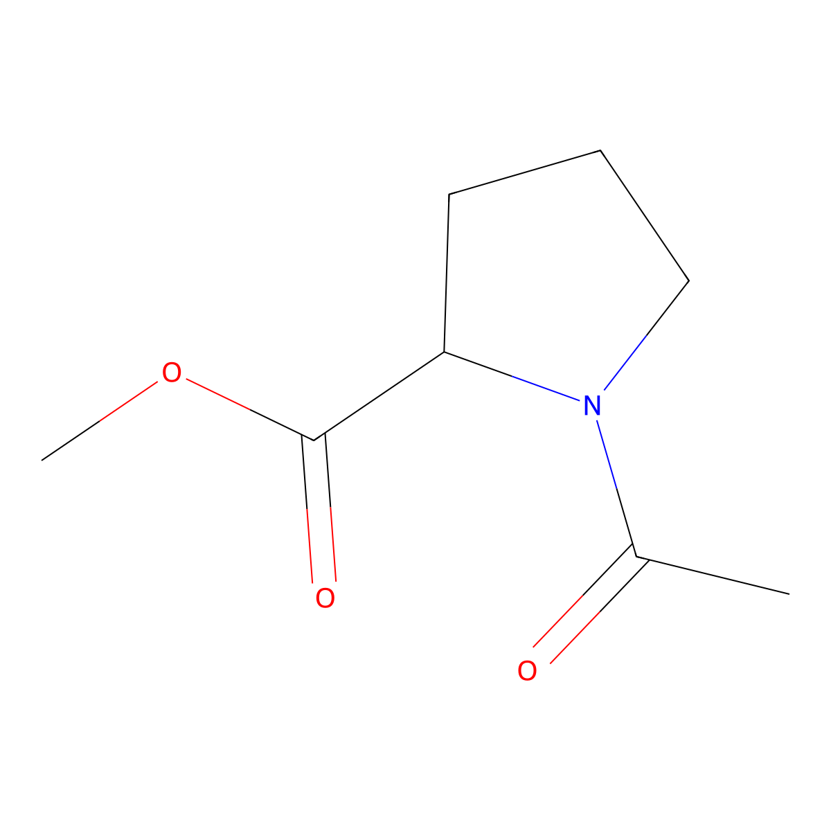 Methyl 1-acetylpyrrolidine-2-carboxylate molecular structure, CAS 18800-83-4