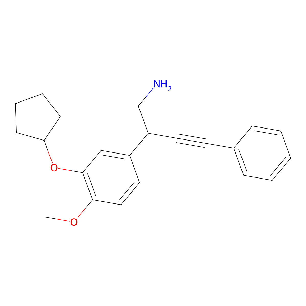 2-(3-Cyclopentyloxy-4-methoxy-phenyl)-4-phenyl-but-3-ynylamine hydrochloride molecular structure, CAS 188009-16-7