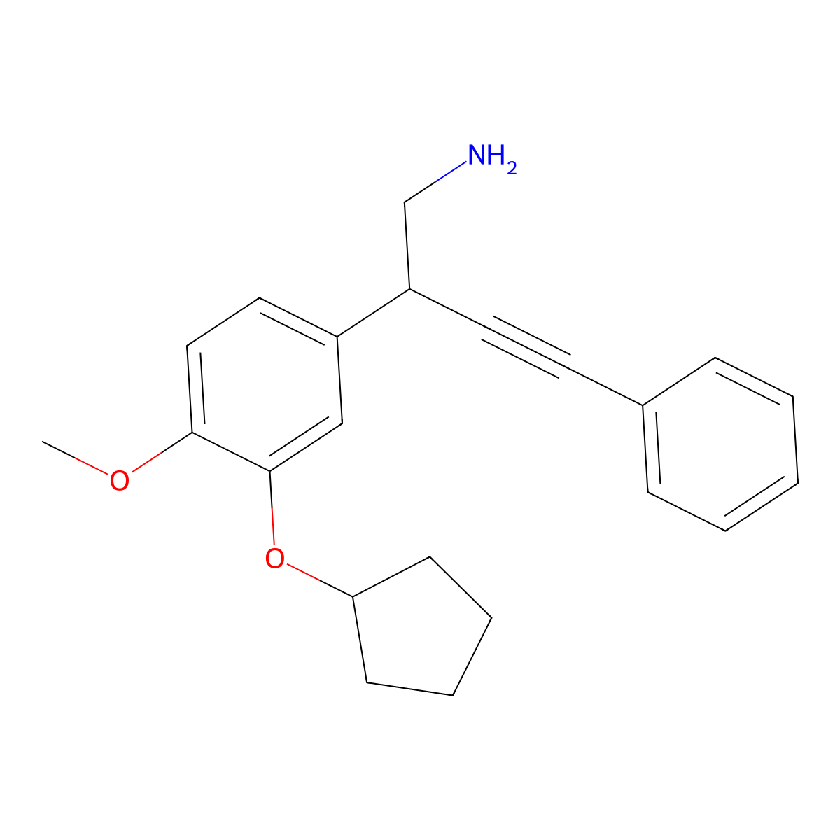 2-(3-Cyclopentyloxy-4-methoxy-phenyl)-4-phenyl-but-3-ynylamine hydrochloride molecular structure, CAS 188009-16-7