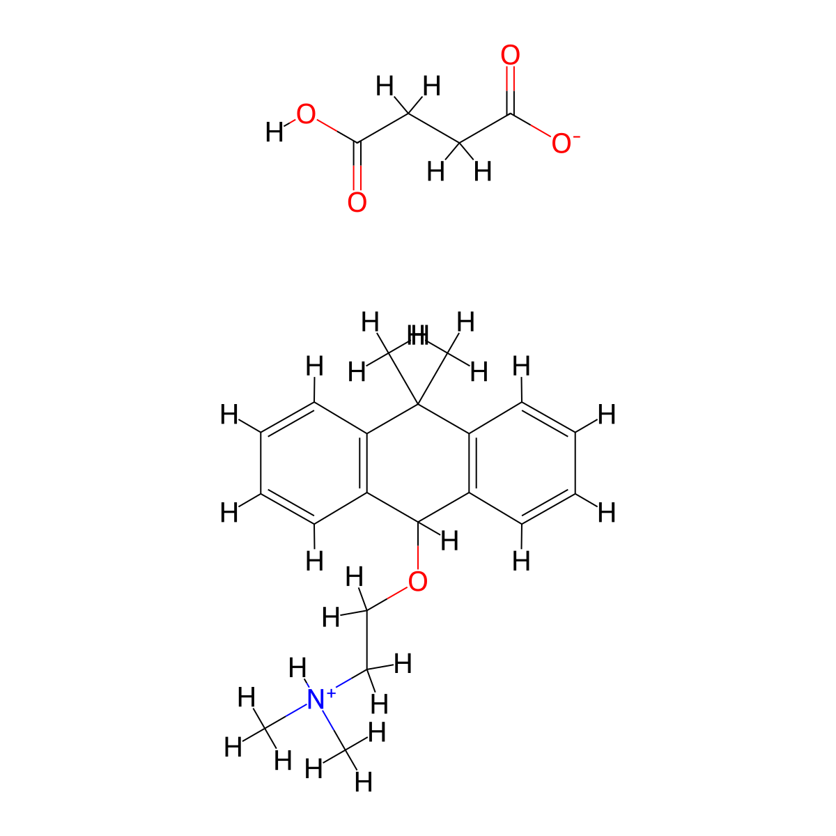 Ethylamine, N,N-dimethyl-2-(10,10-dimethyl-9-anthracenyloxy)-, succinate molecular structure, CAS 18801-26-8