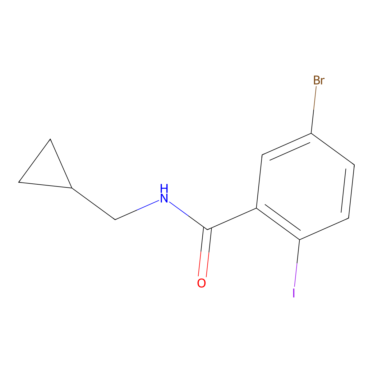 5-Bromo-N-(cyclopropylmethyl)-2-iodobenzamide molecular structure, CAS 1880132-74-0